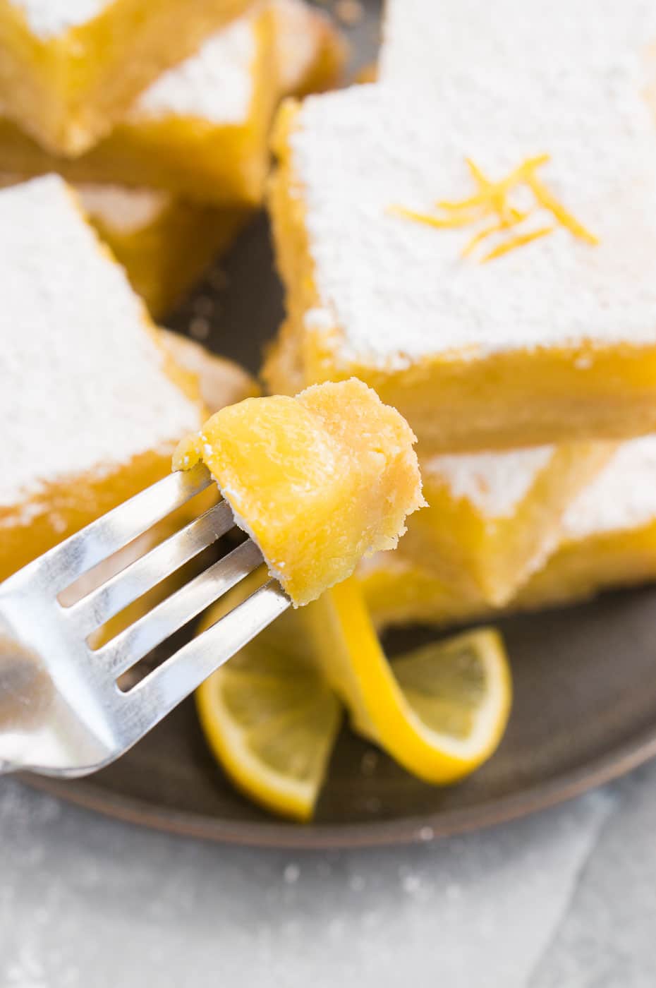 a bite of lemon dessert