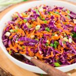 red cabbage slaw with carrots in a bowl