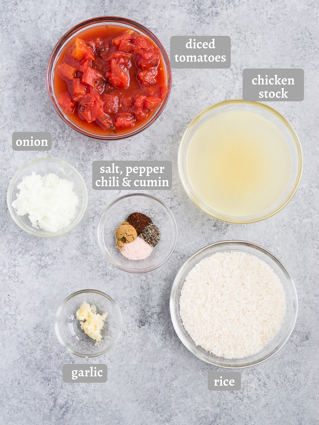 ingredients for Spanish rice