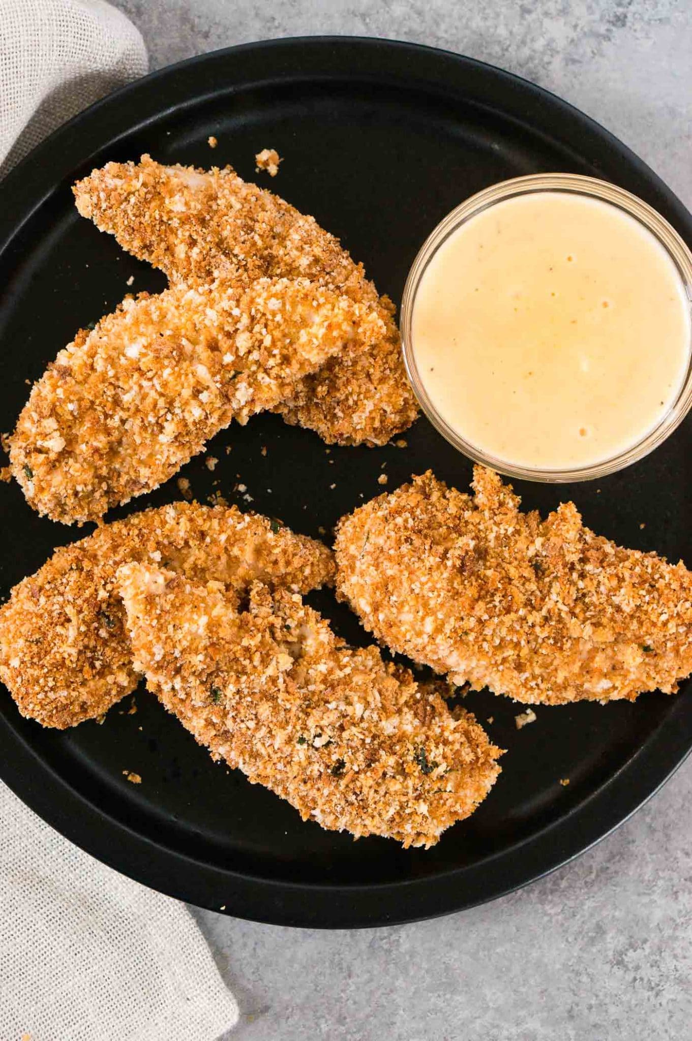 healthy chicken tenders baked in the oven with dipping sauce