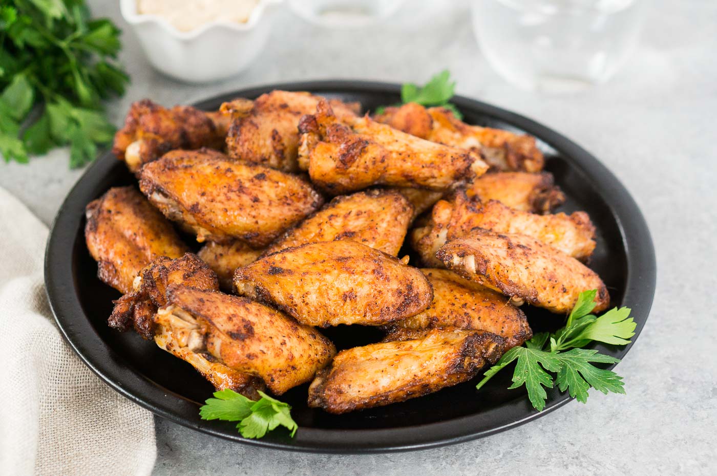 baked crispy wings on a plate