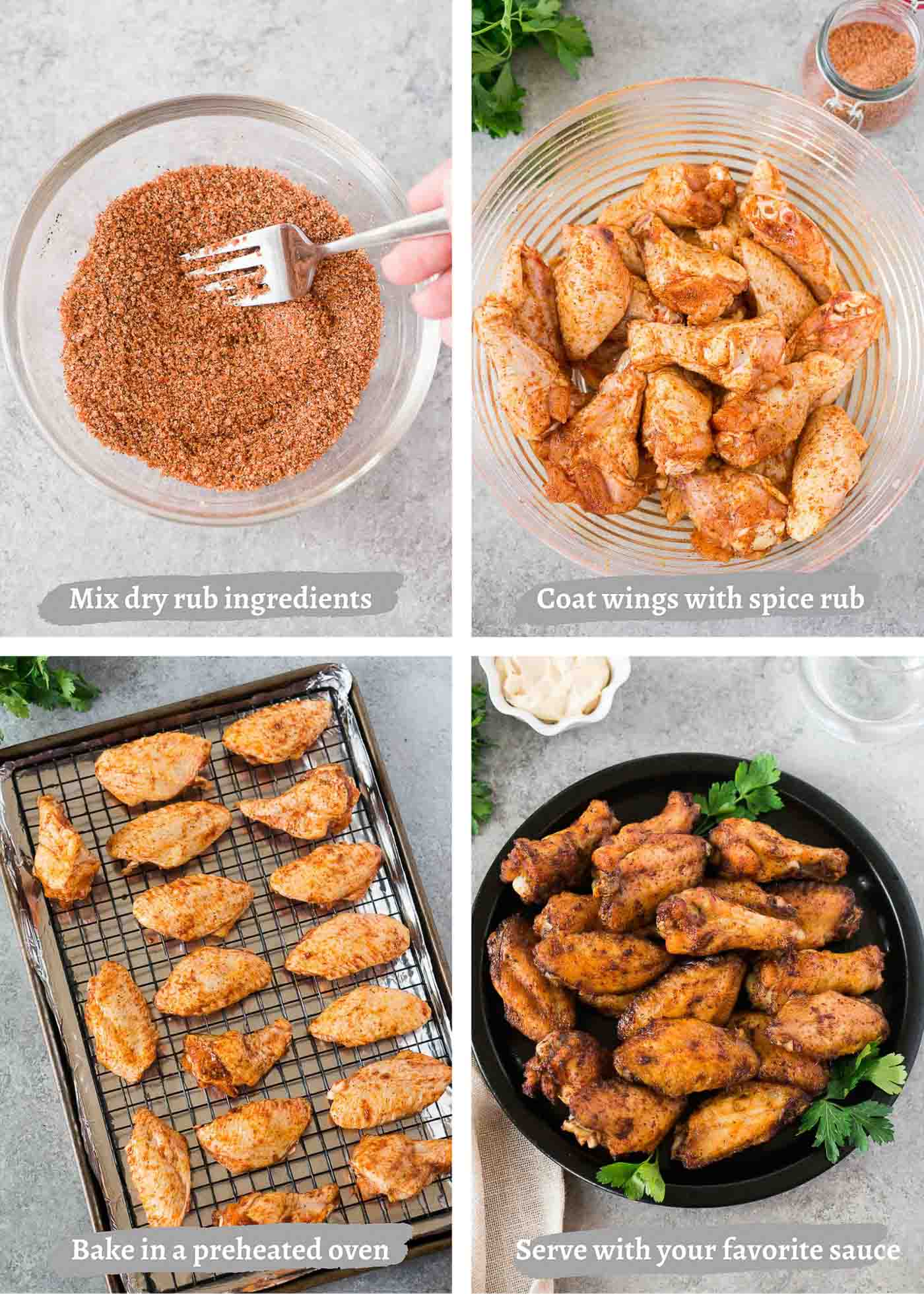 process shots of baked chicken wings