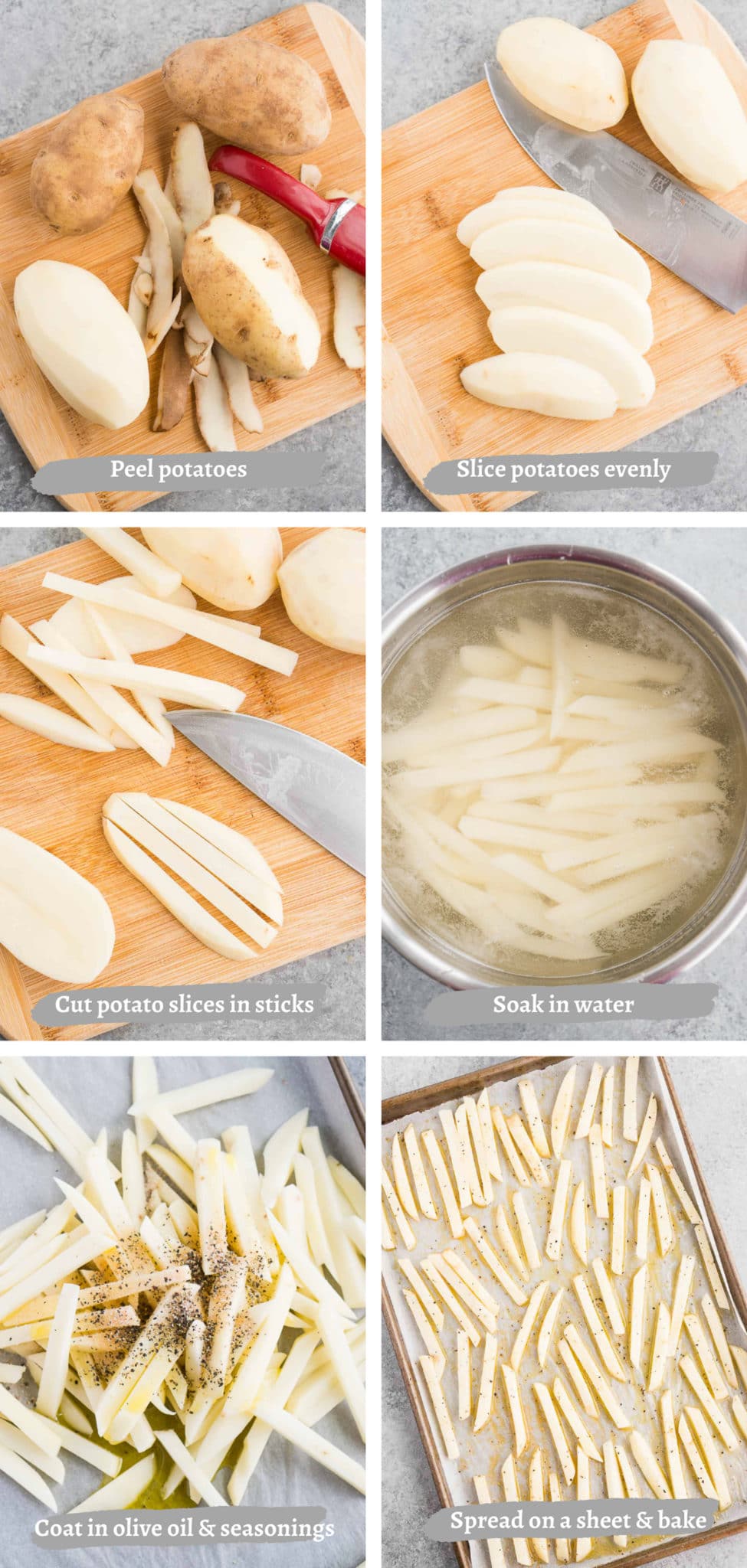 process shots of making homemade fries