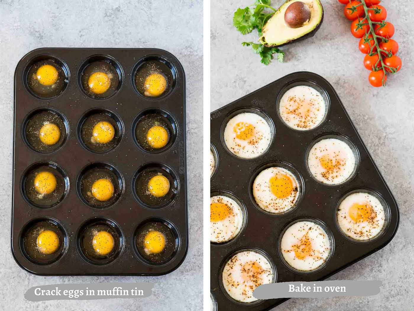 process images of baking eggs in the oven