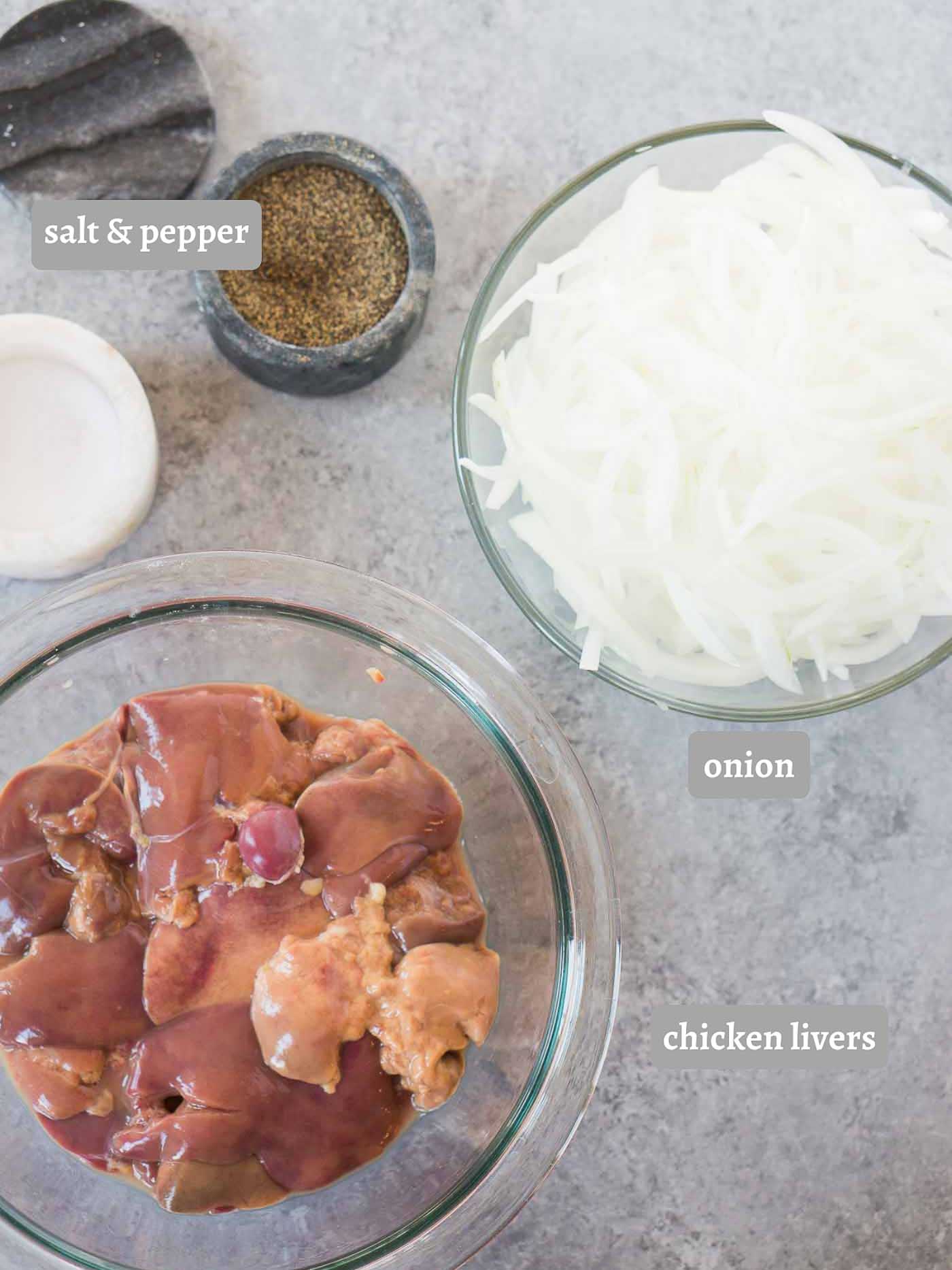 ingredients for chicken livers and onions