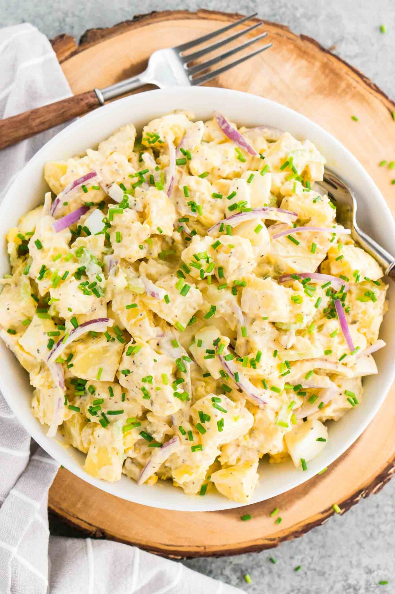 traditional potato salad with mayo in a bowl