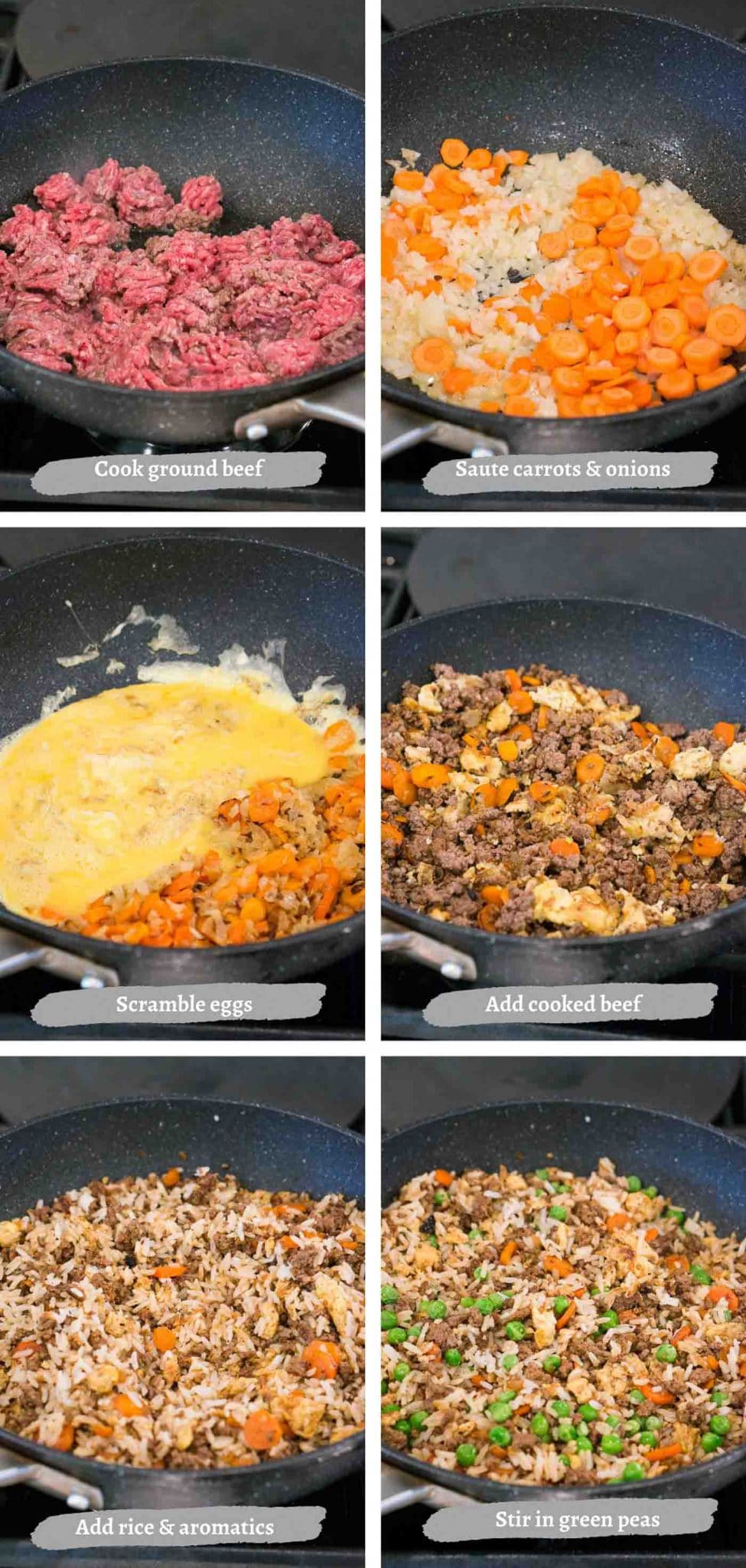 process images of making beef fried rice