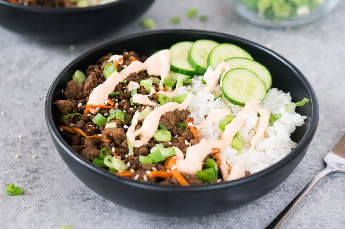 korean beef bowl with beef and rice