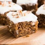 close up image of old fashioned applesauce cake