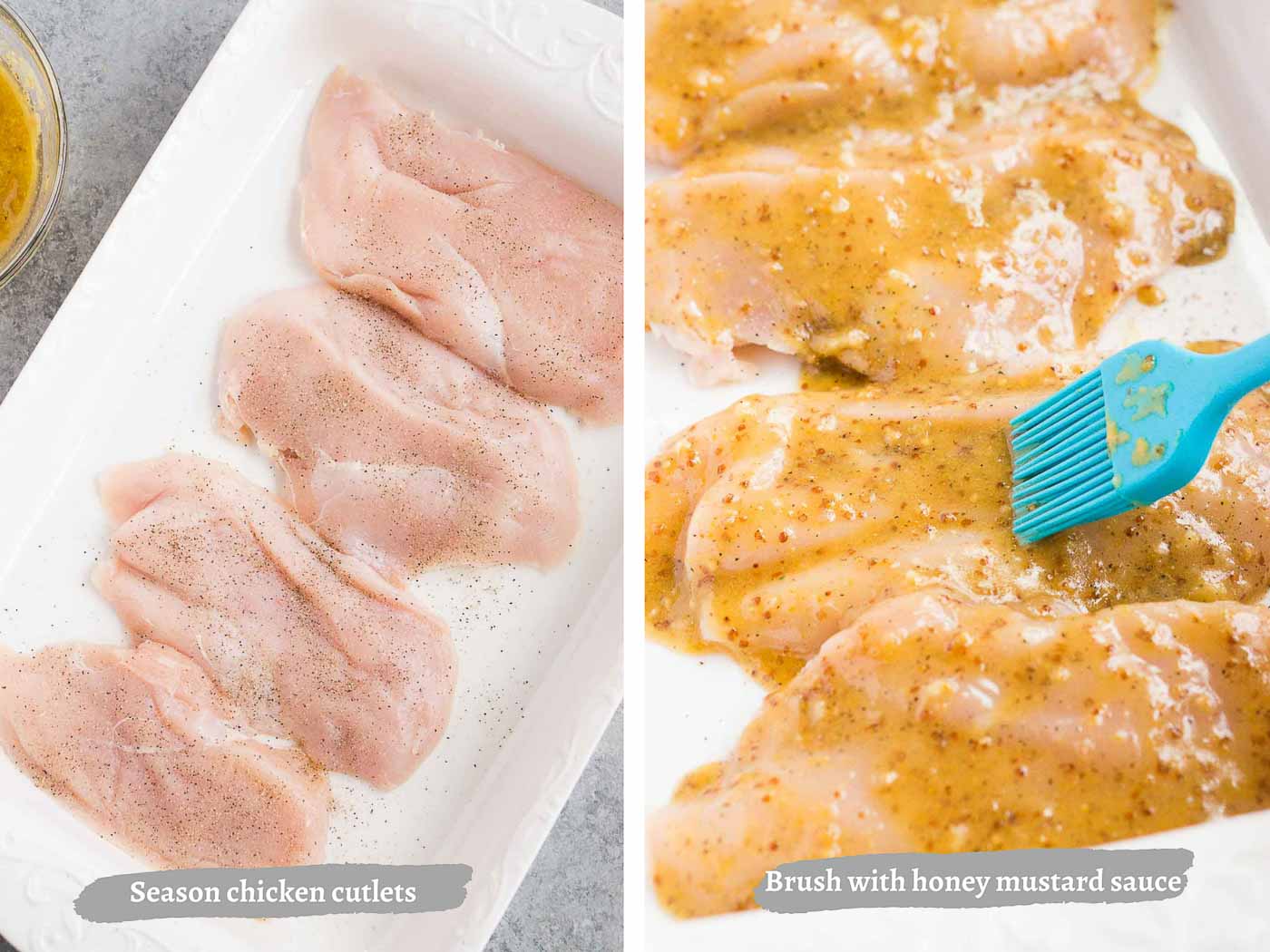 process images of making chicken with honey mustard sauce