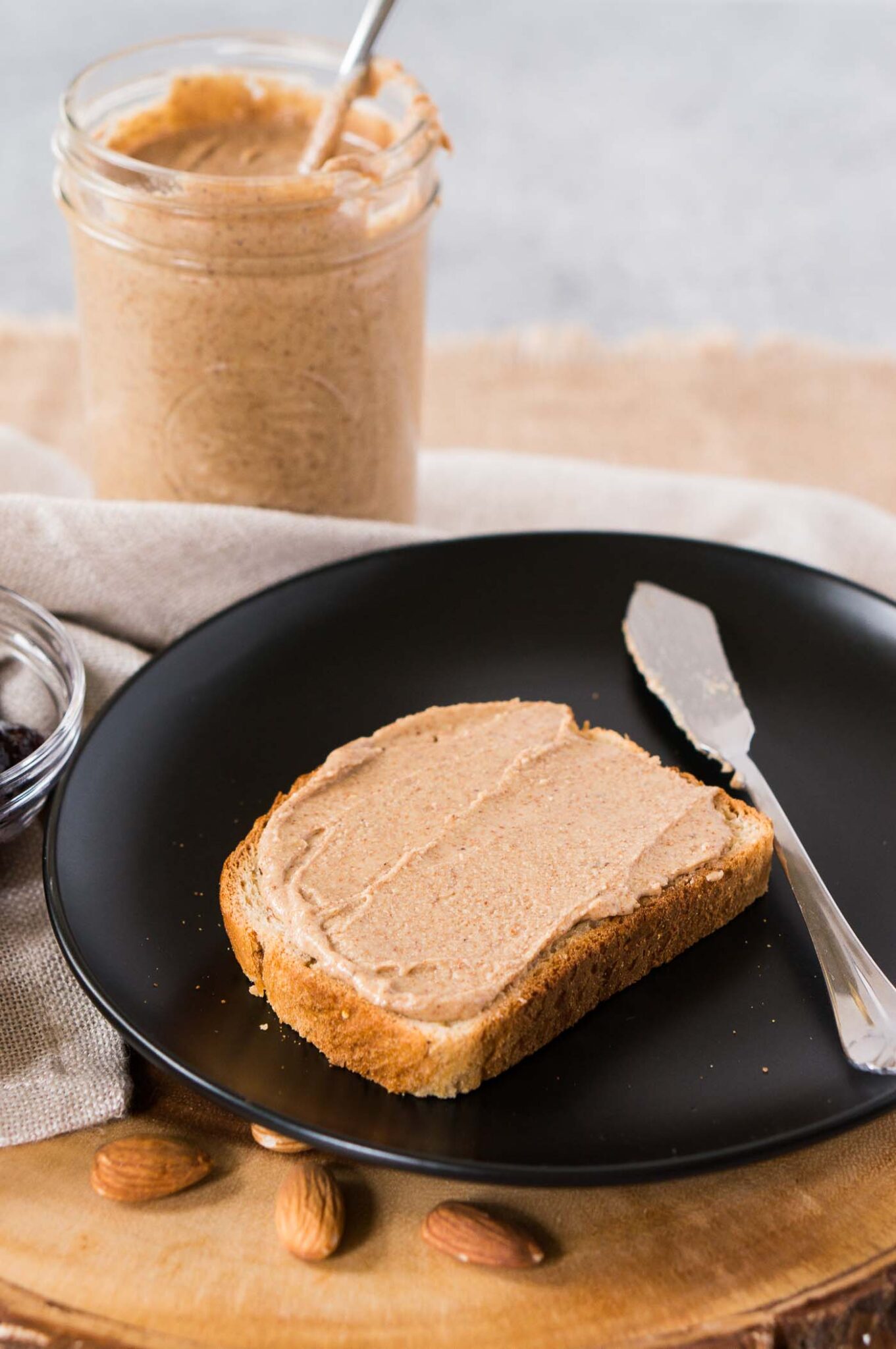 almond butter spread on a toast
