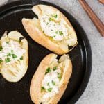 instant pot baked potatoes served on a plate
