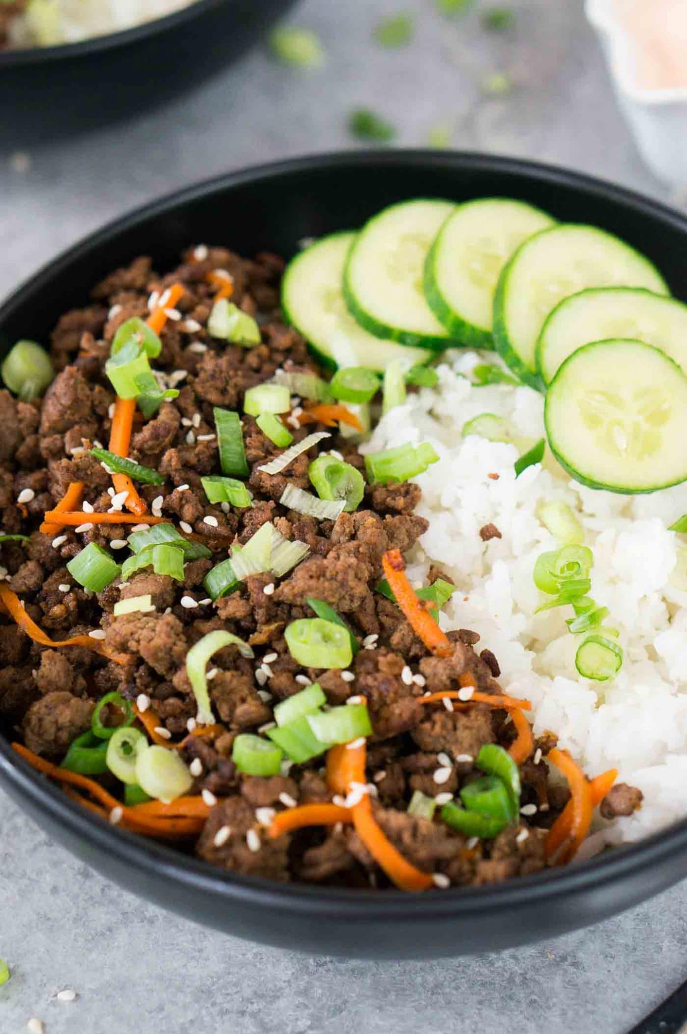 Korean beef and rice in a bowl