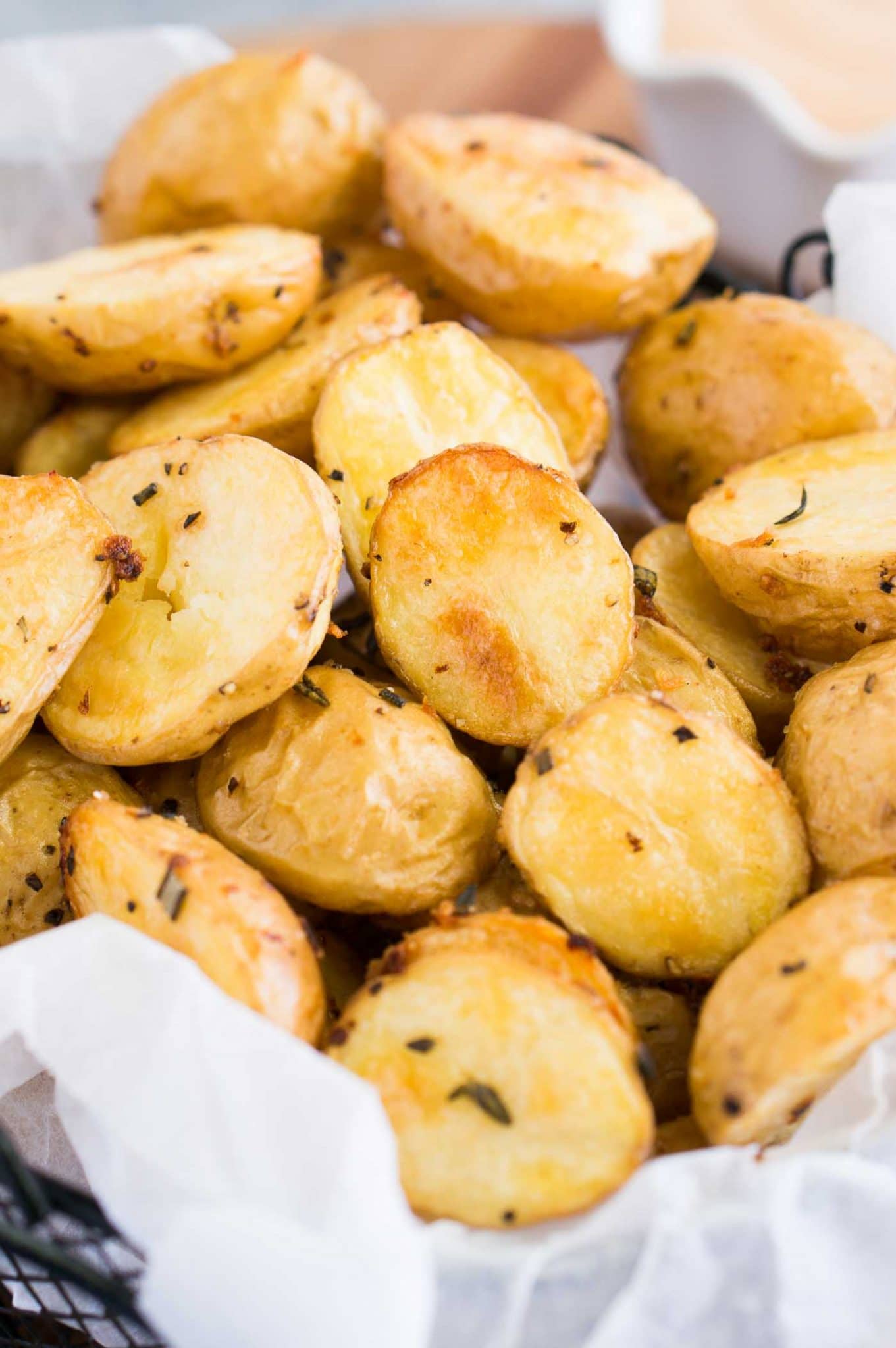 close up image of roasted small potatoes