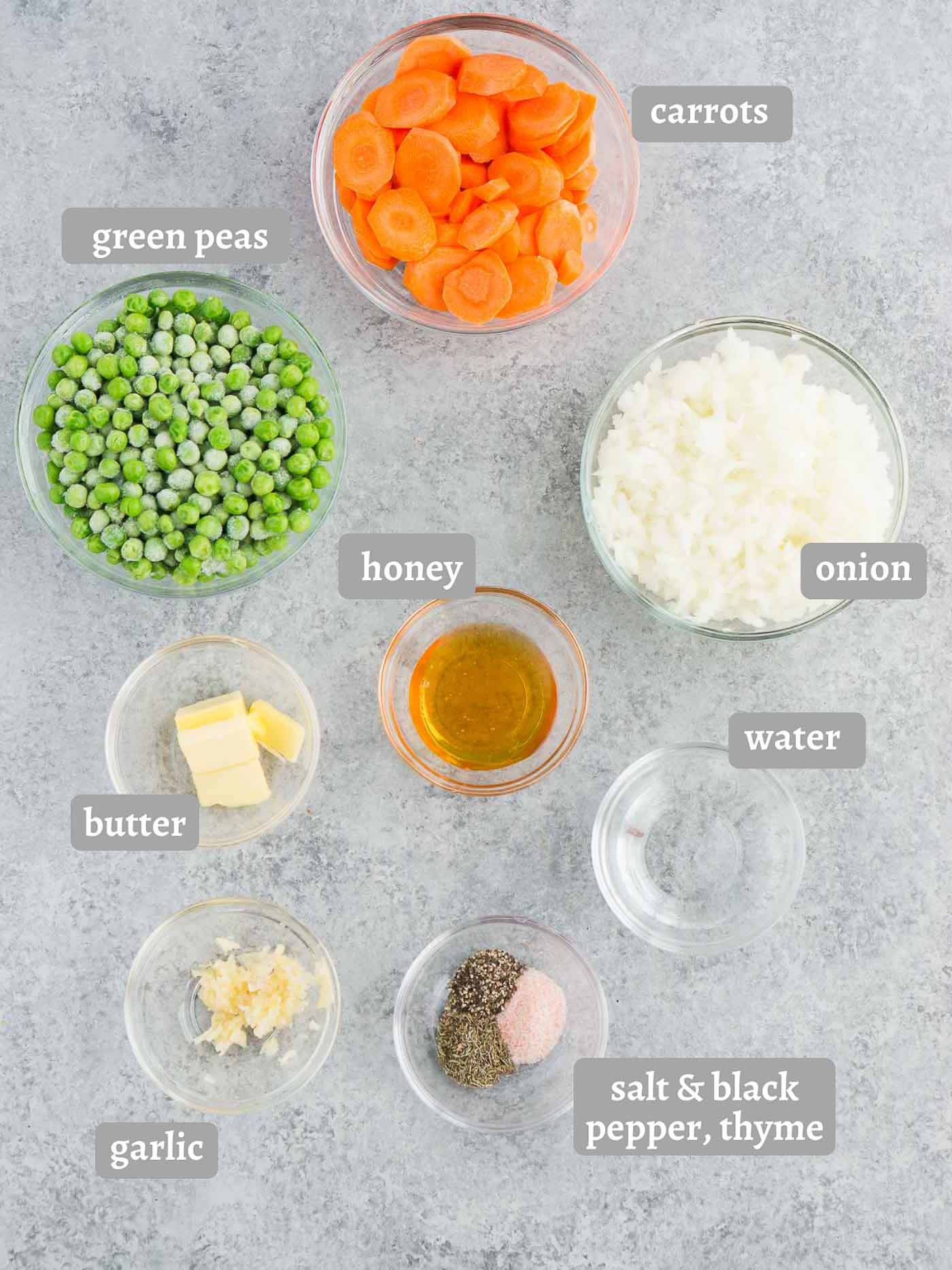 ingredients for peas and carrots recipe