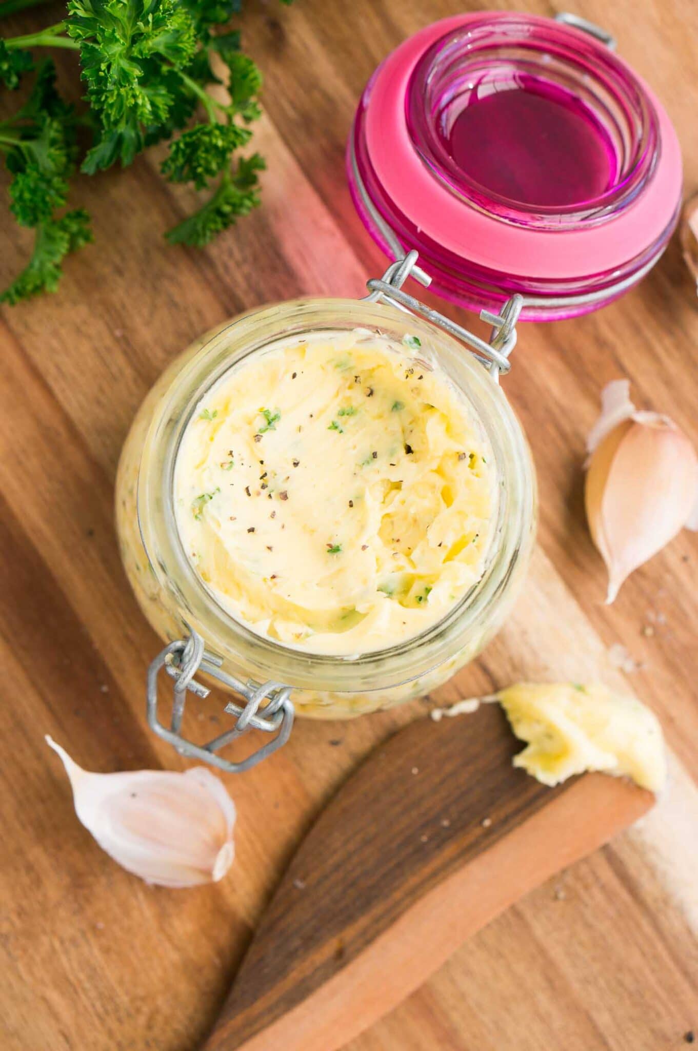 garlic and herb butter in a jar