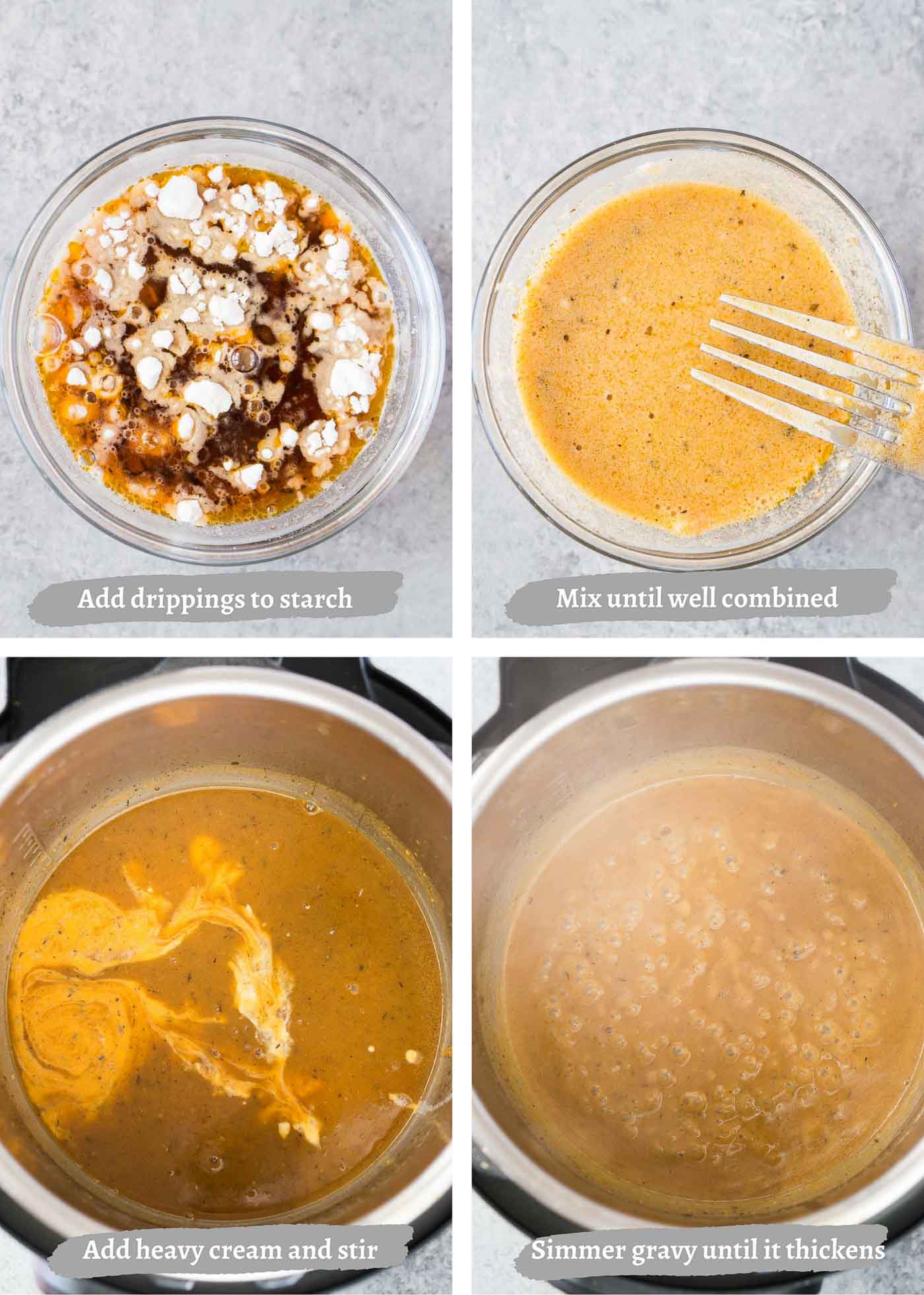 process images of making turkey gravy in instant pot