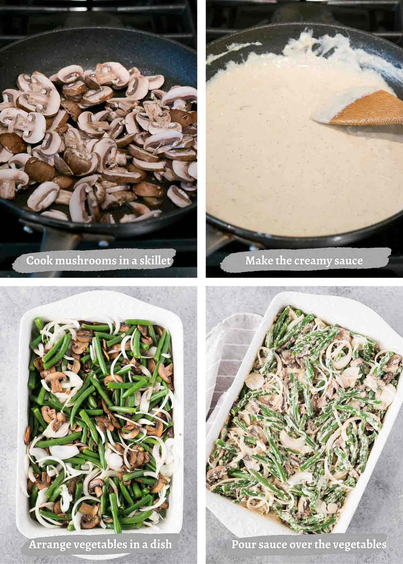 process images of making green beans casserole