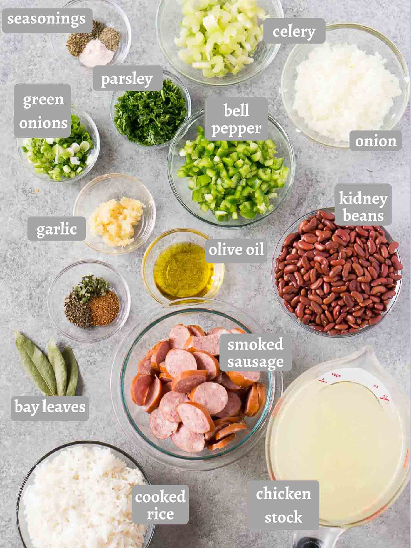 ingredients for instant pot red beans and rice with sausage