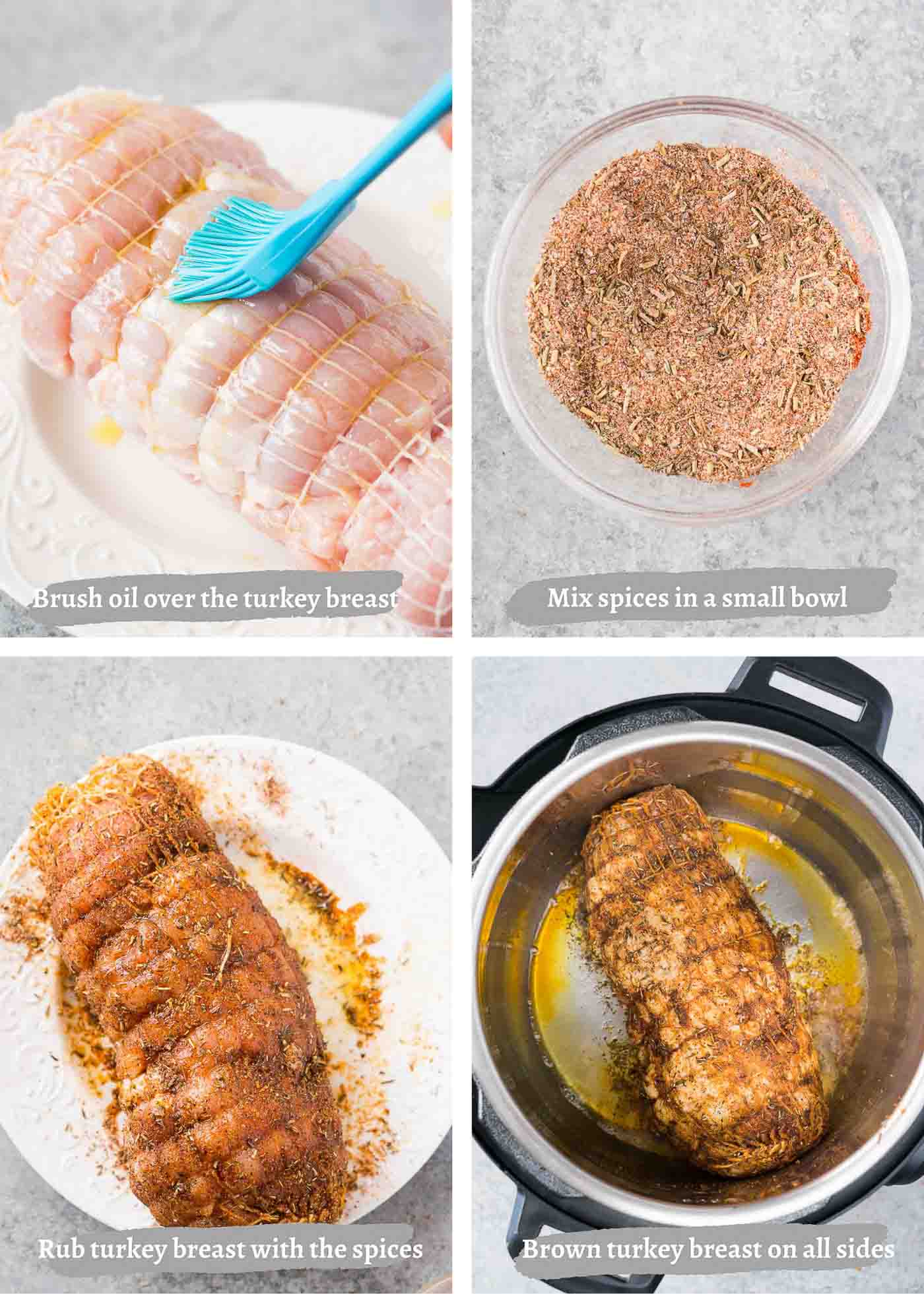process images of making turkey breast in instant pot