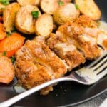 panko chicken with potatoes and carrots - pin