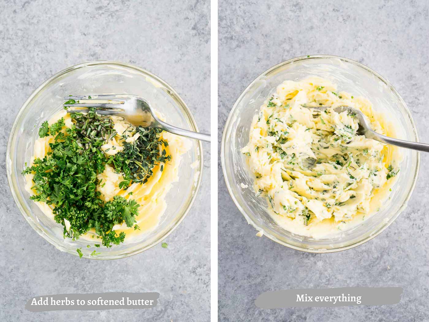 process images of making herb butter