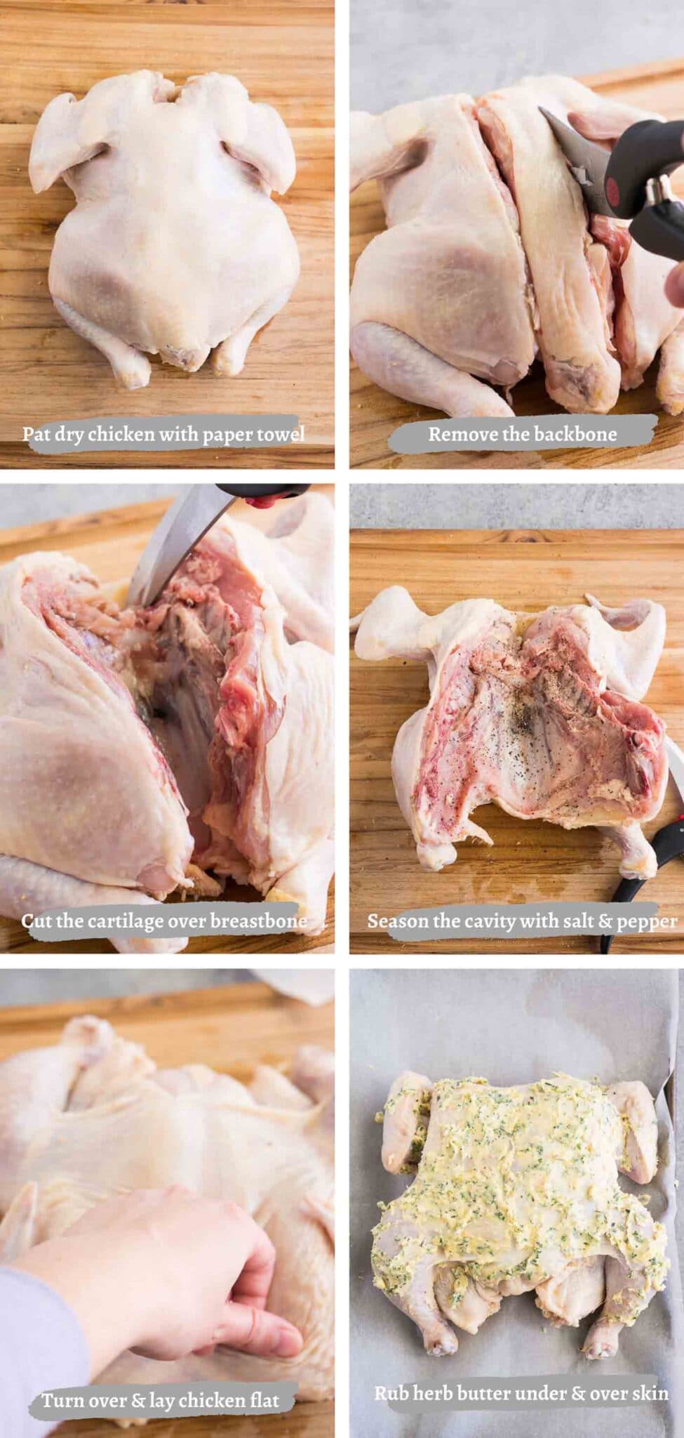 process images of spatchcocking chicken