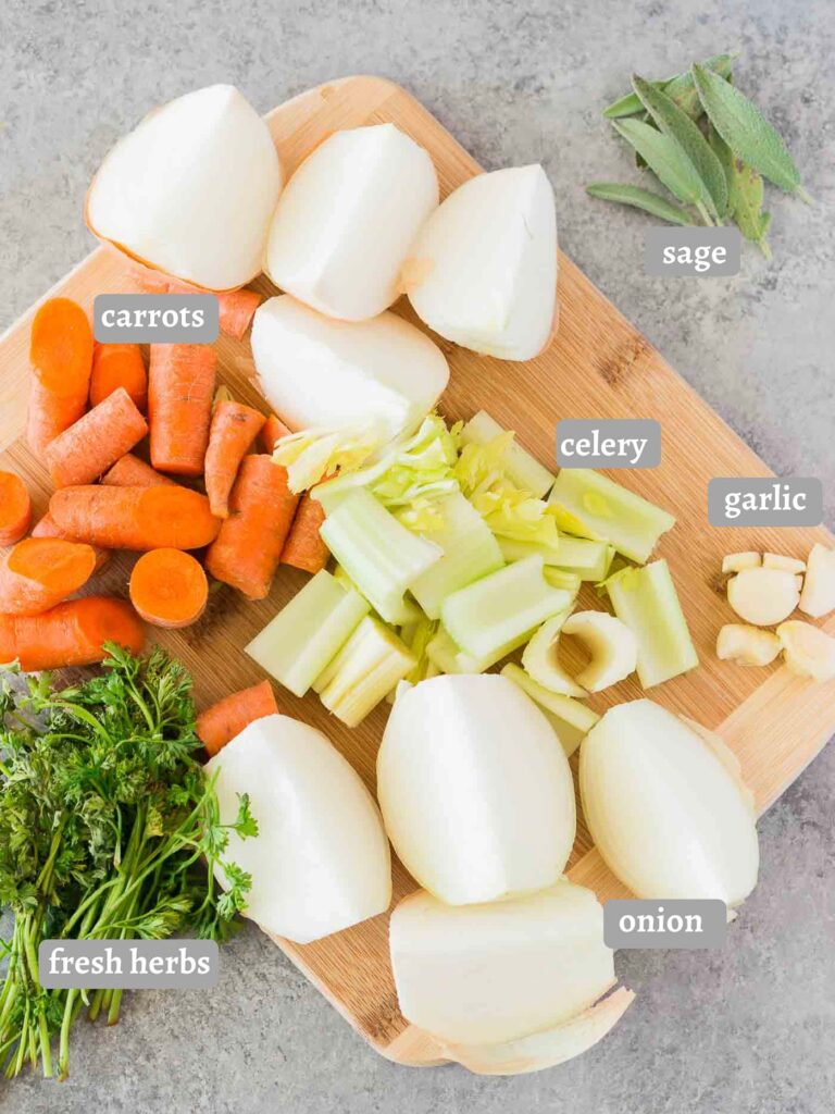 ingredients for turkey stock and broth