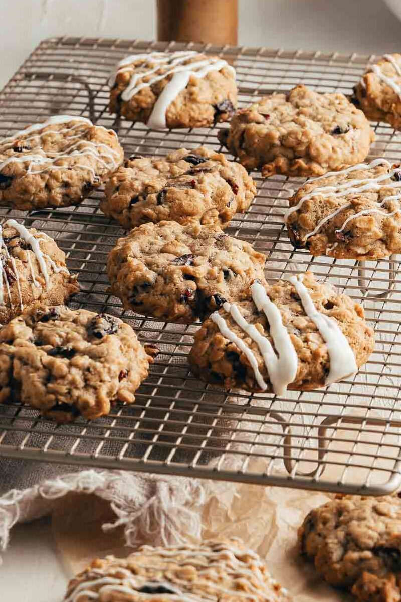 oatmeal cookies on a cooling rack
