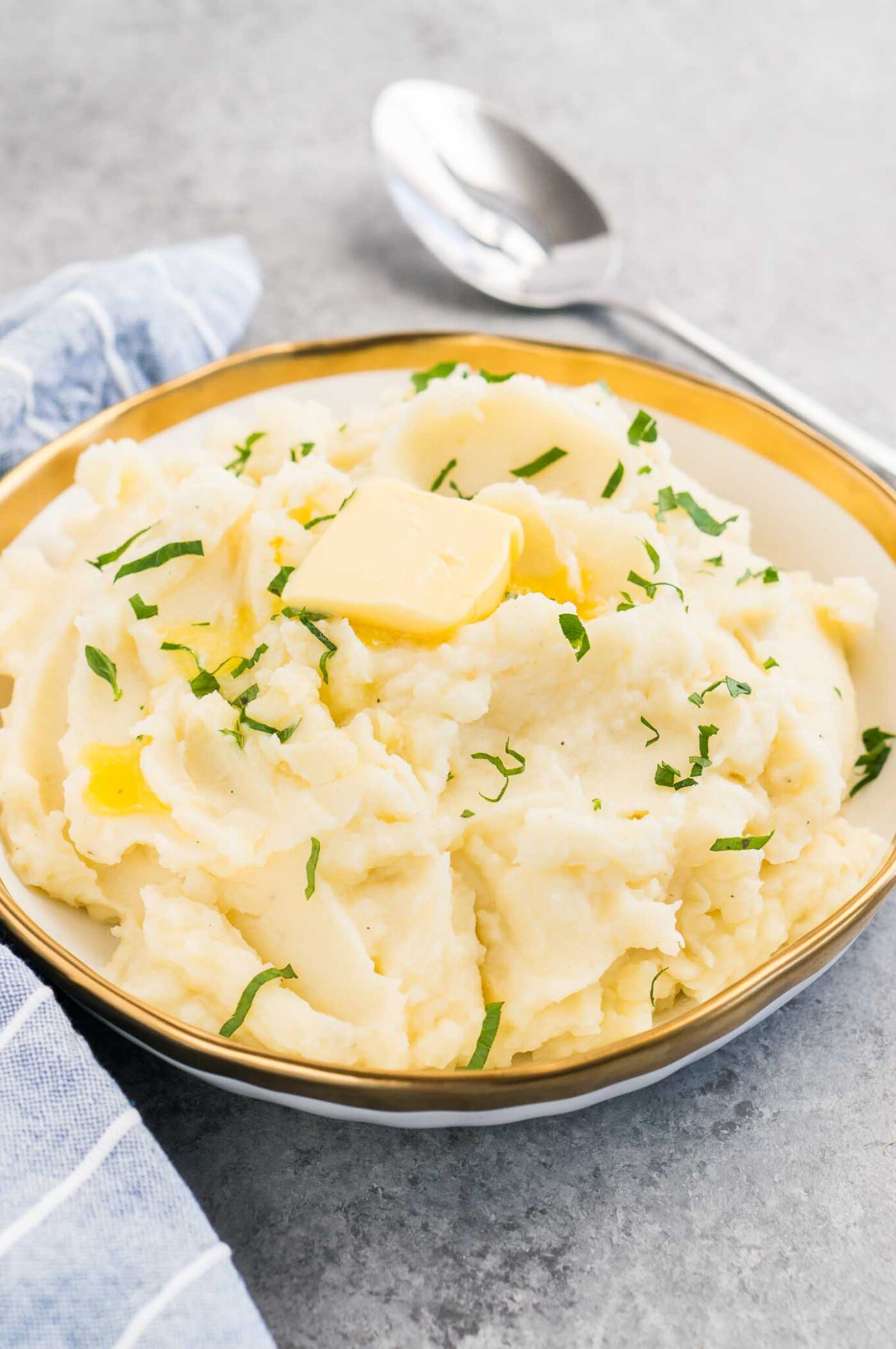 homemade mashed potatoes in a serving bowl