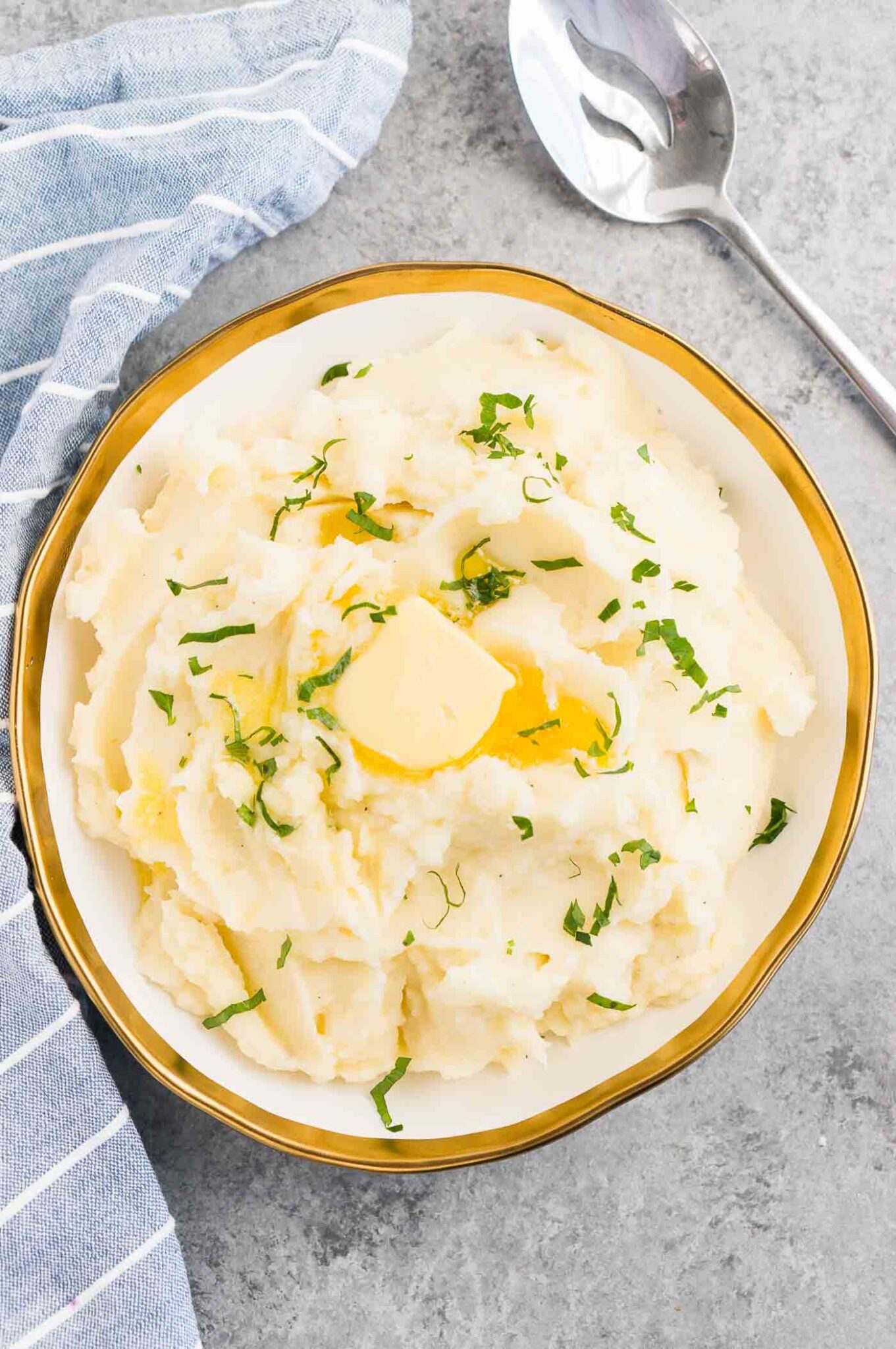 homemade mashed potatoes from scratch in a serving bowl
