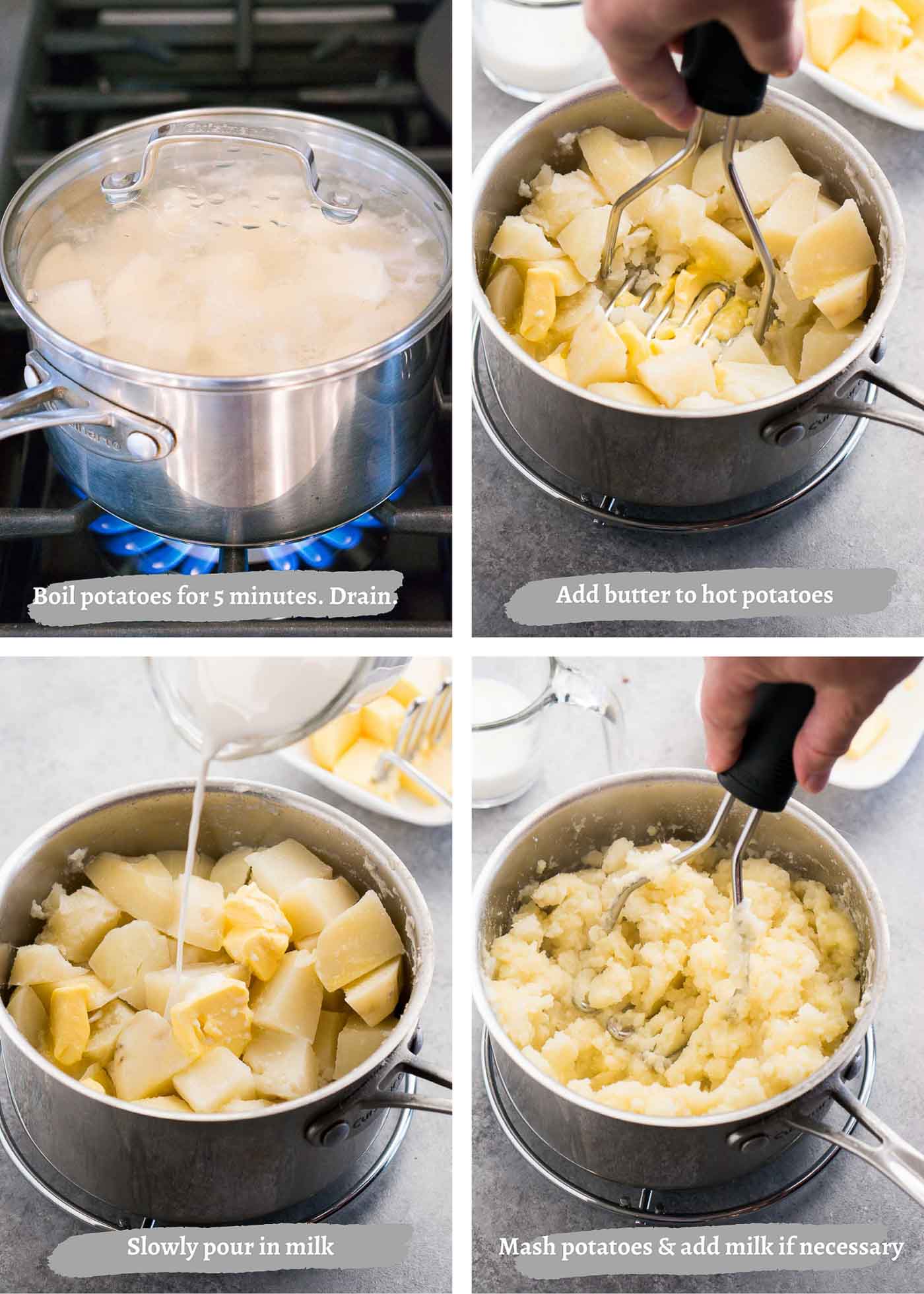 process images of making mashed potatoes