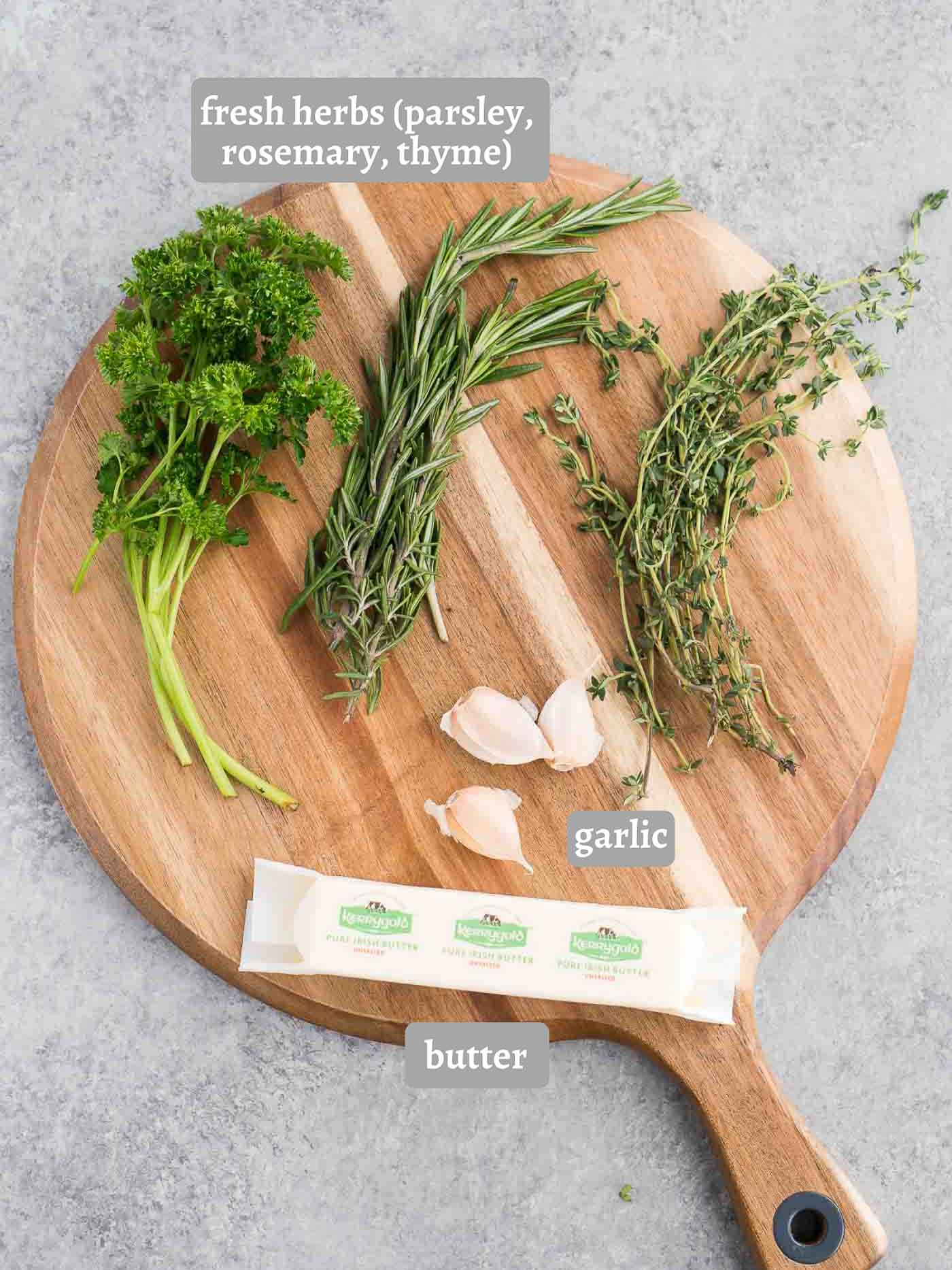 ingredients for garlic herb butter