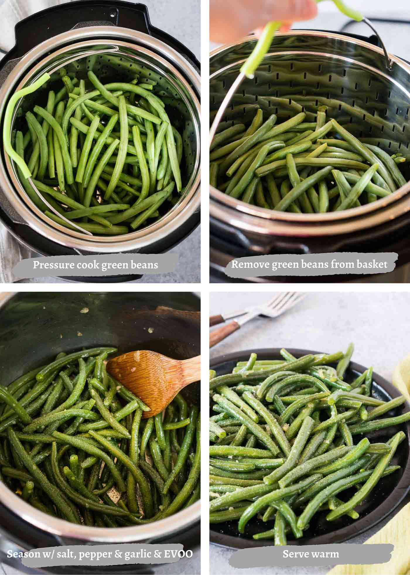 process images of instant pot green beans