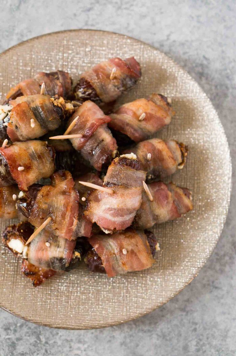 Bacon Wrapped Dates with Goat Cheese Delicious Meets Healthy