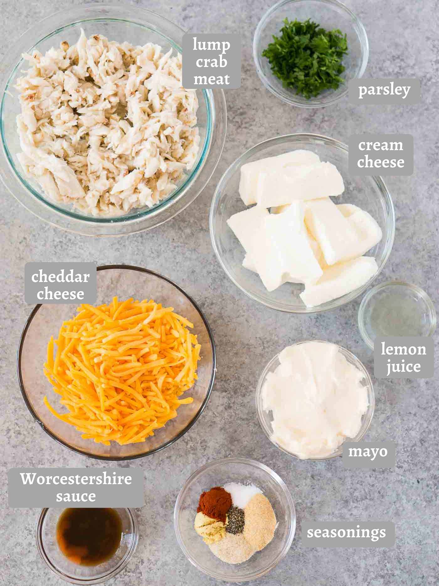 ingredients for crab dip