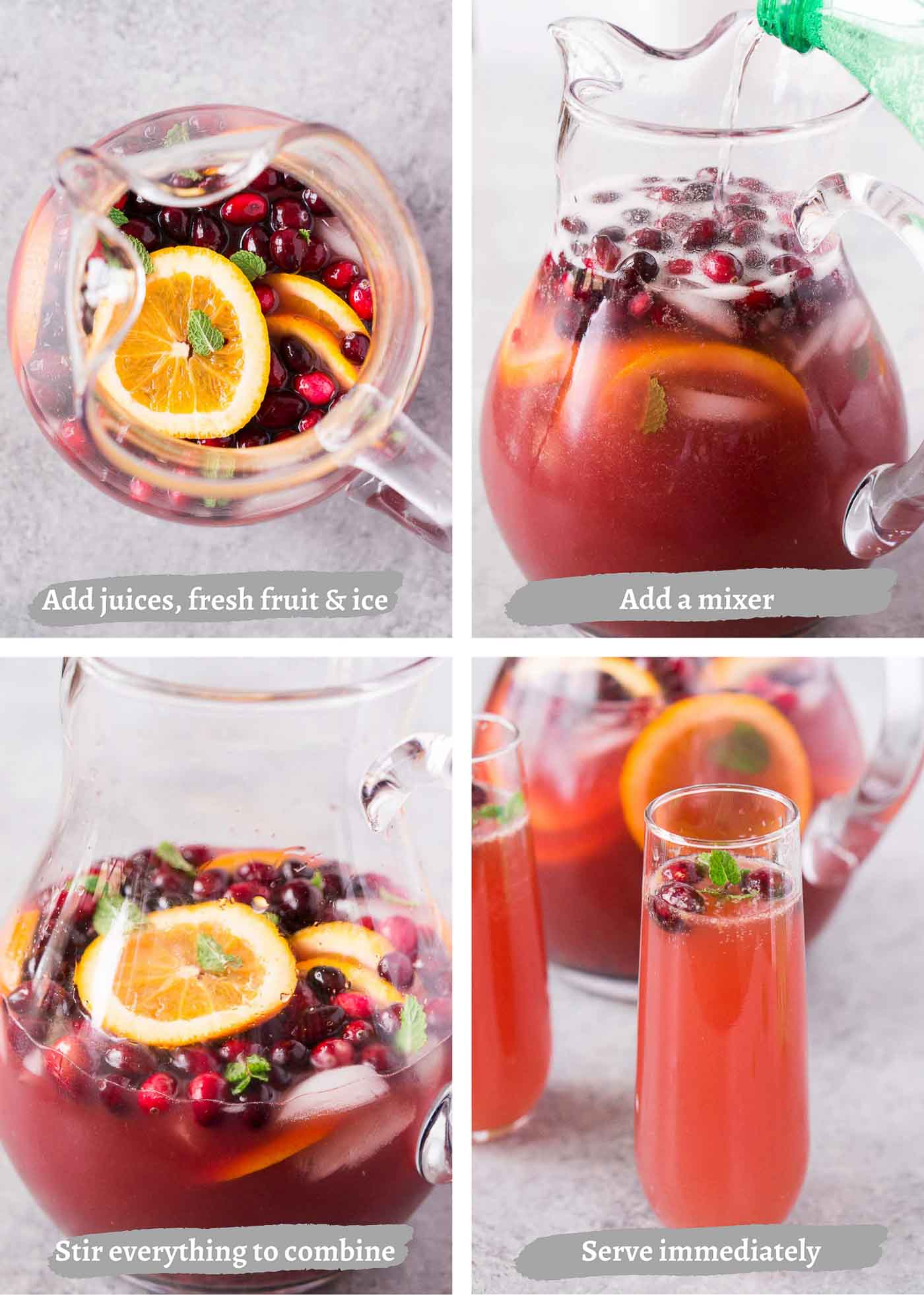 process images of making Christmas punch