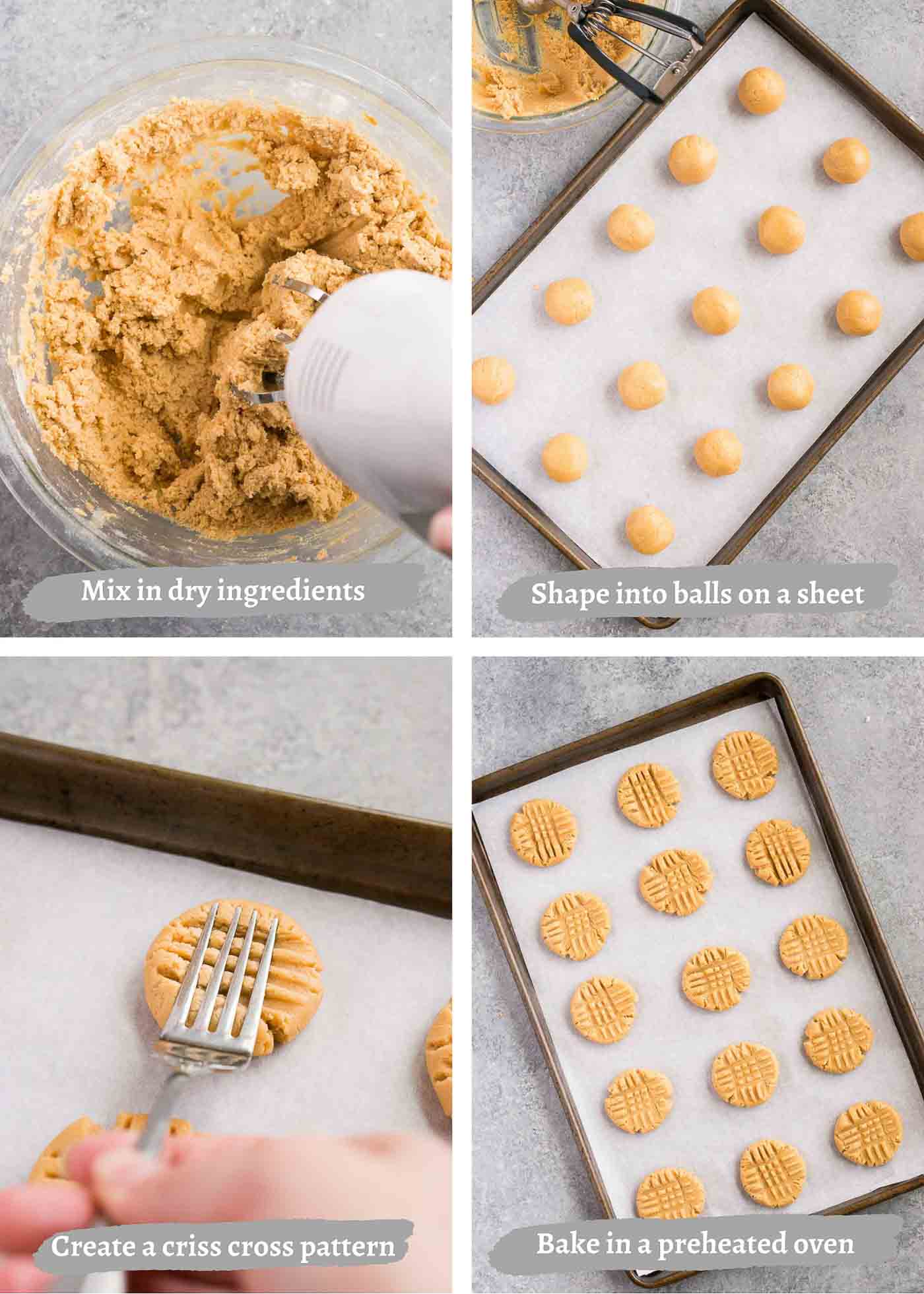 process images of making peanut cookies