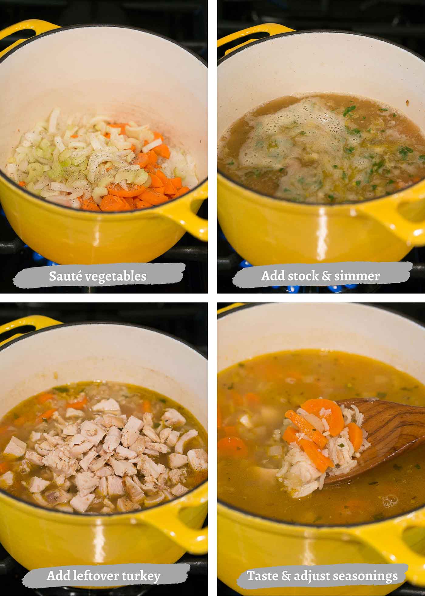 process images of turkey rice soup