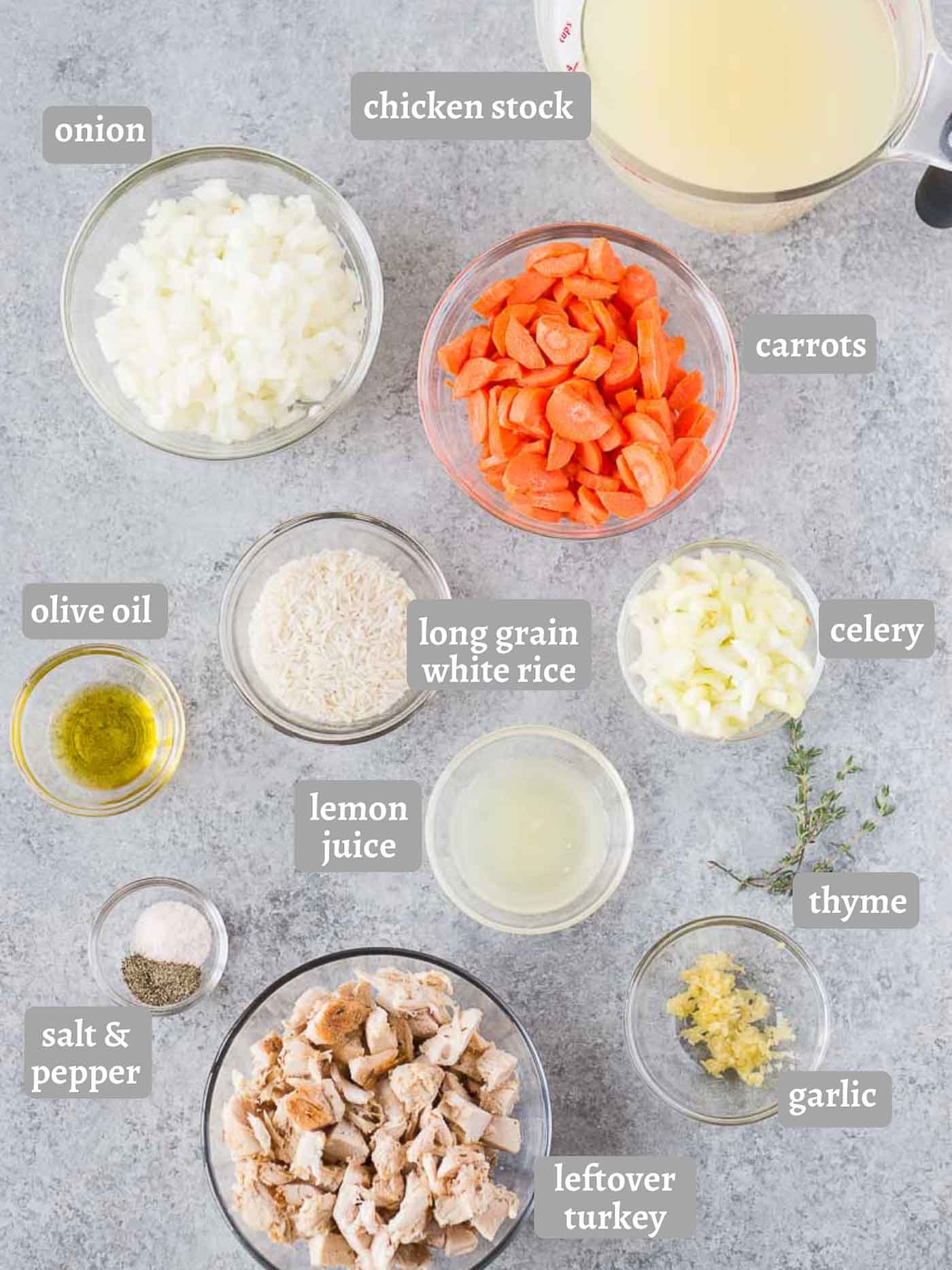 ingredients for turkey rice soup