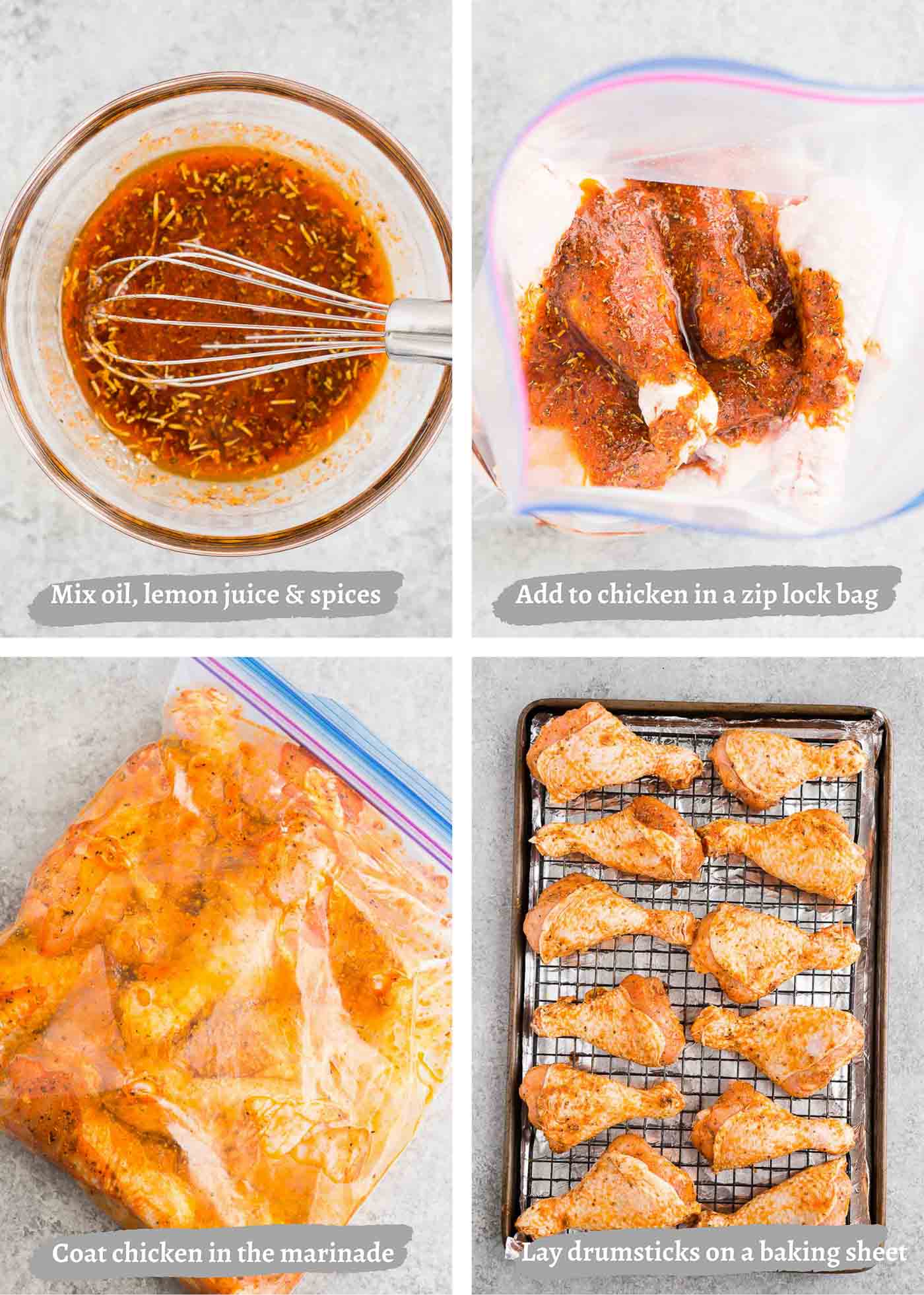 process images of making baked chicken drumsticks