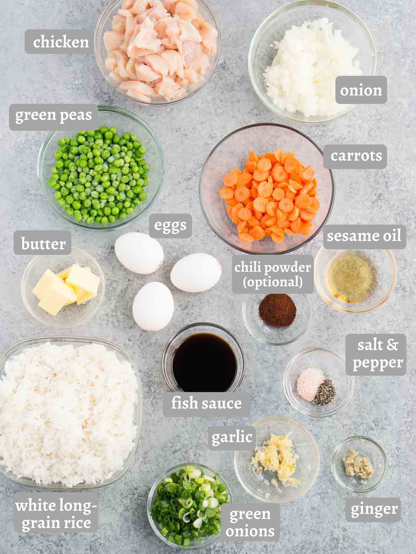 مواد لازم برای بهترین برنج مرغ سرخ شده