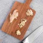 chopped and minced ginger on a board