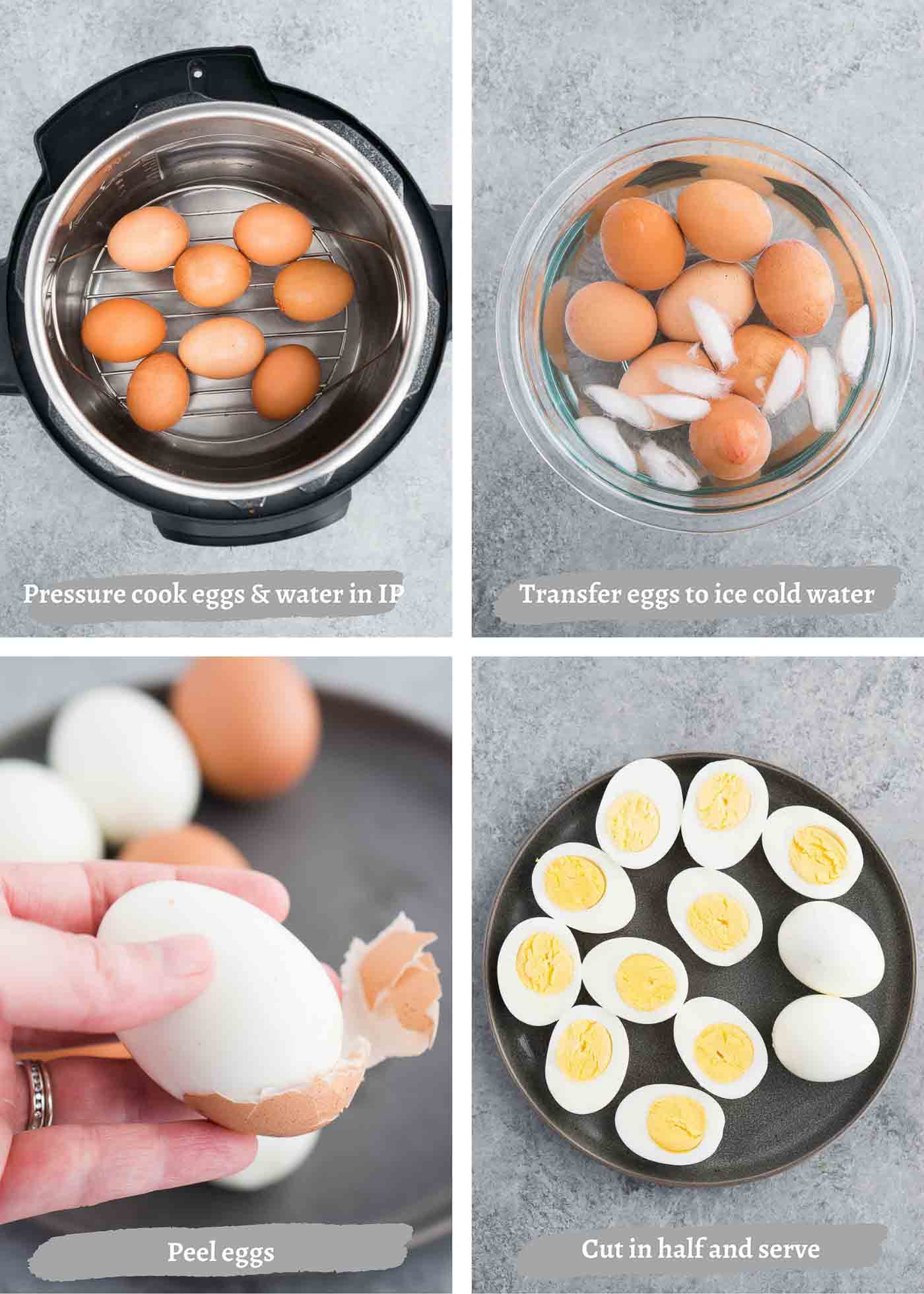 process images of pressure cooking eggs 
