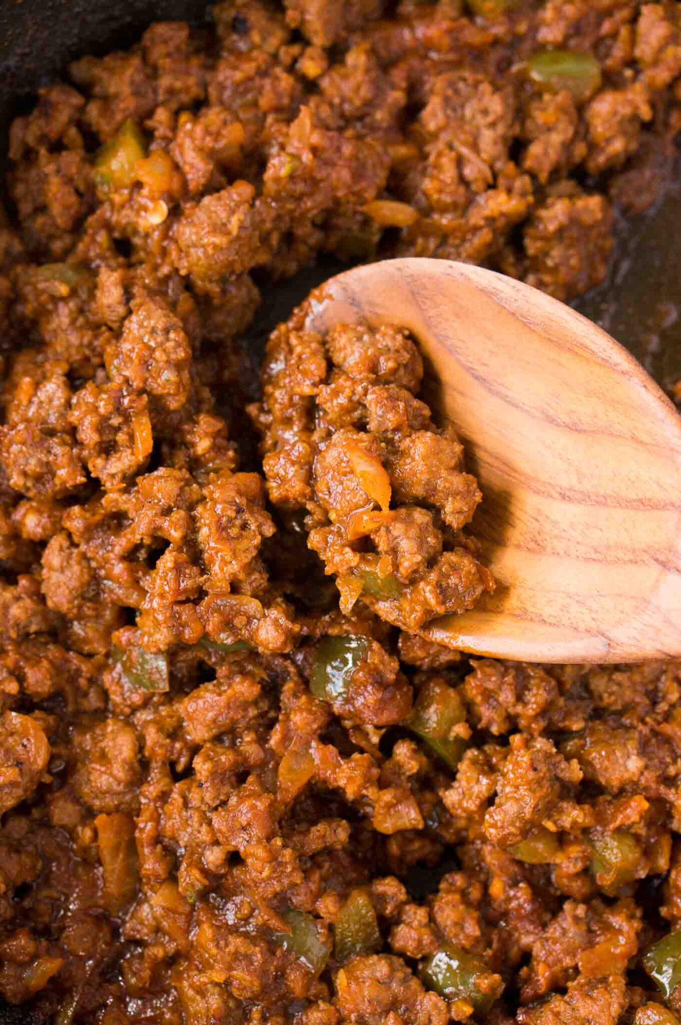 close up image of sloppy joes meat mixture