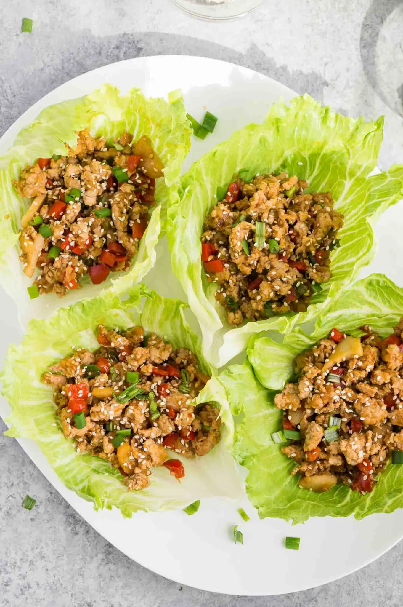 chicken lettuce wraps on a plate