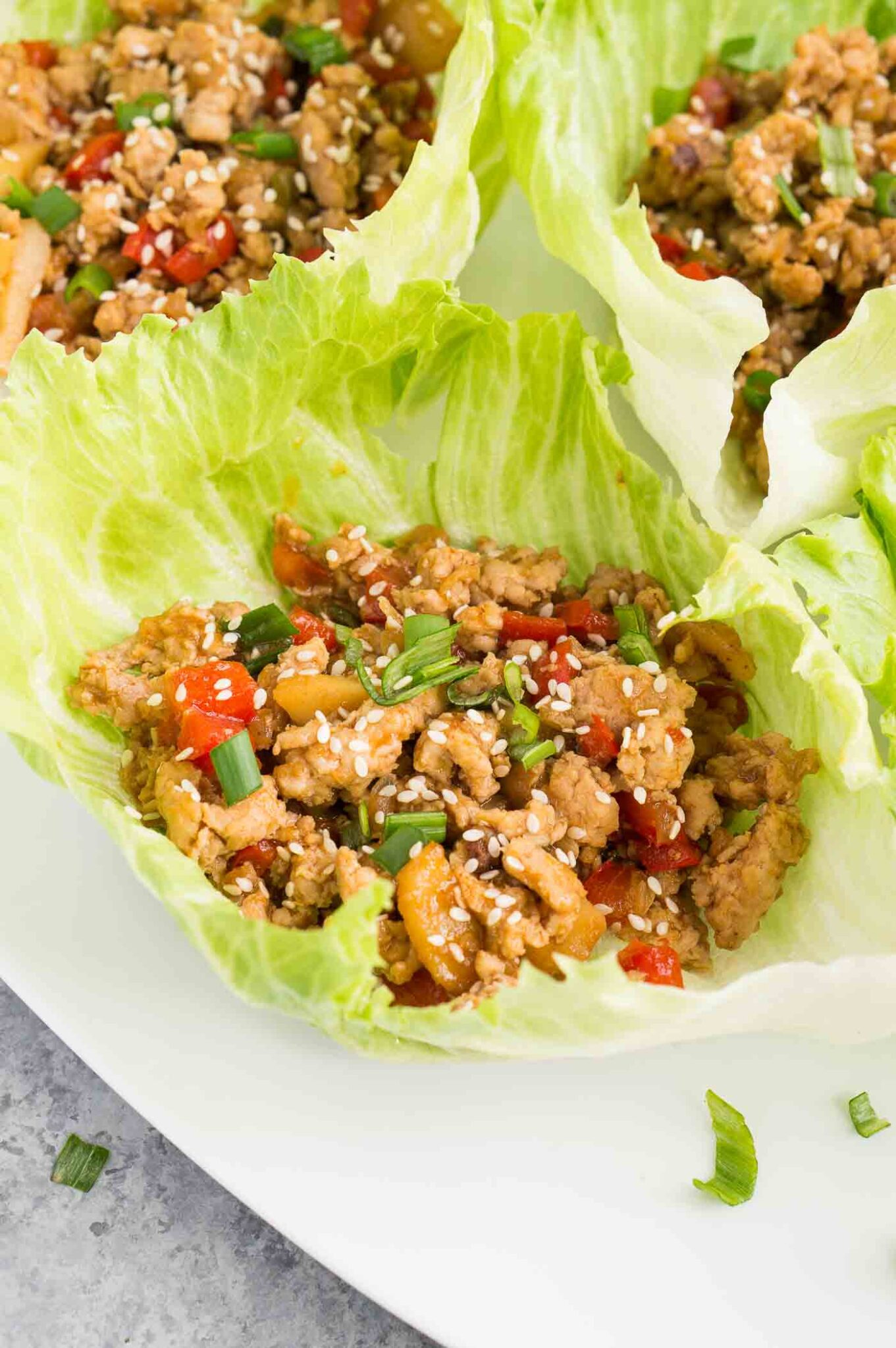 close up image of chicken lettuce wraps