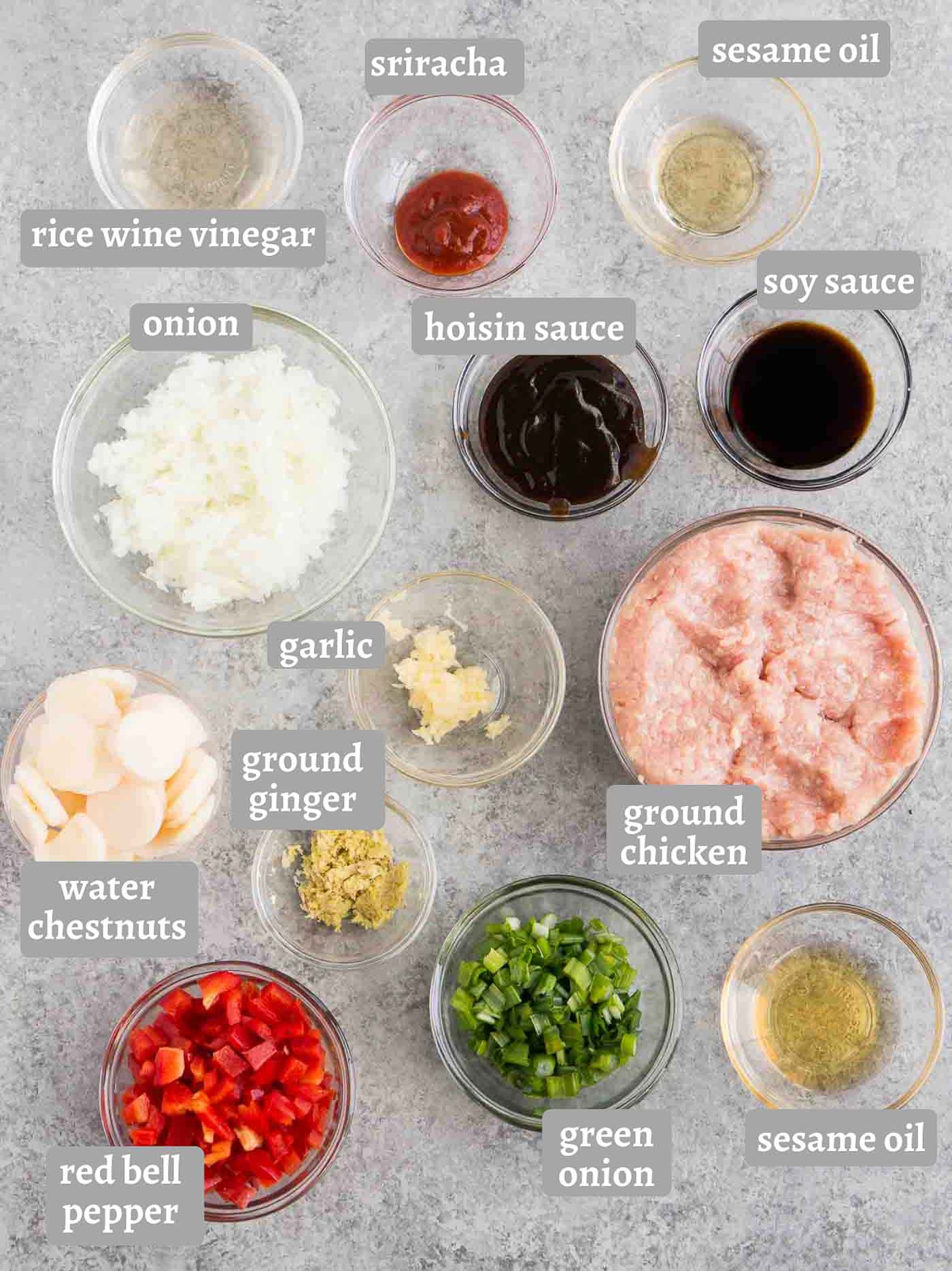 ingredients for chicken lettuce wraps
