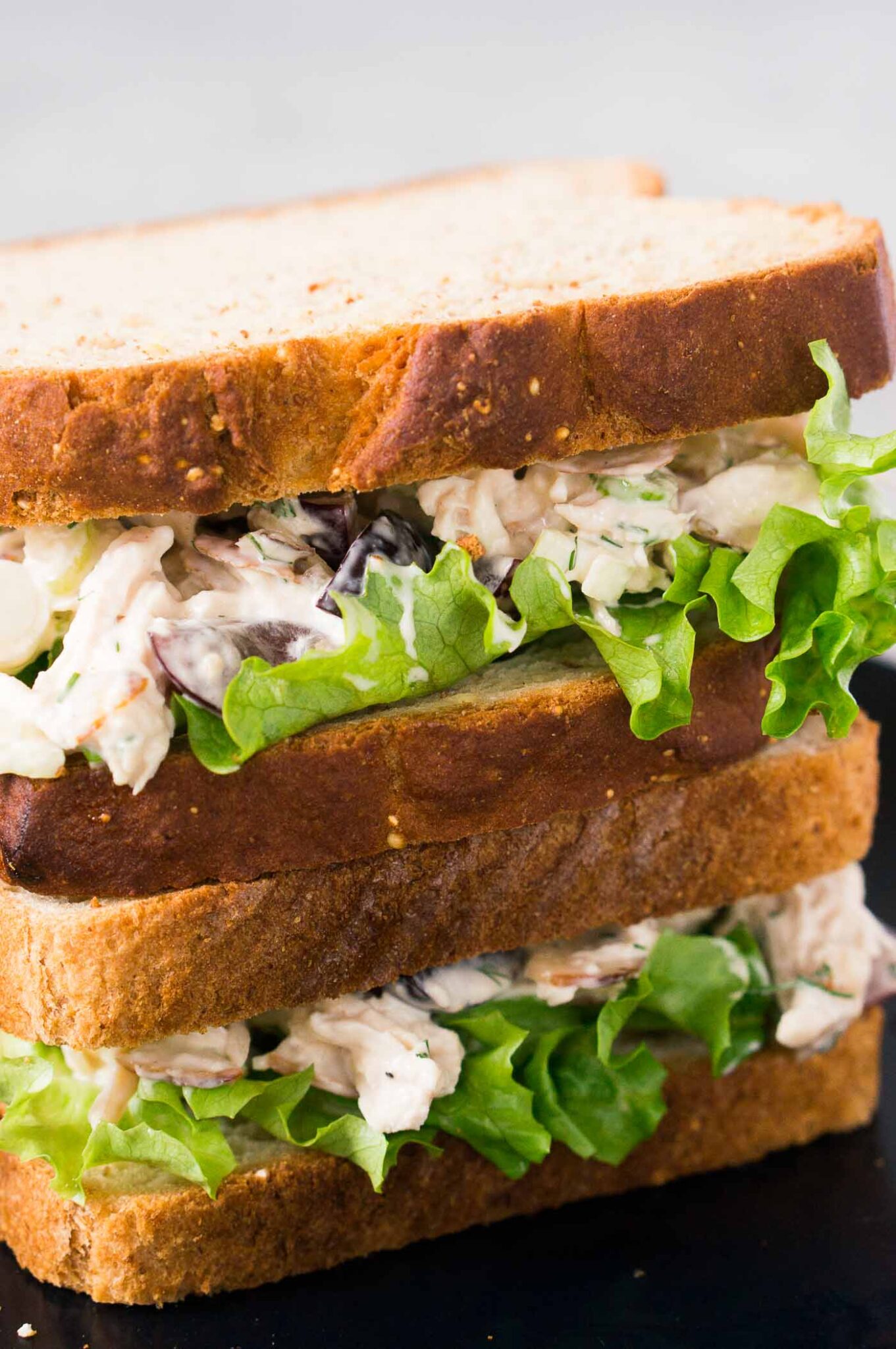 close up image of chicken salad sandwiches