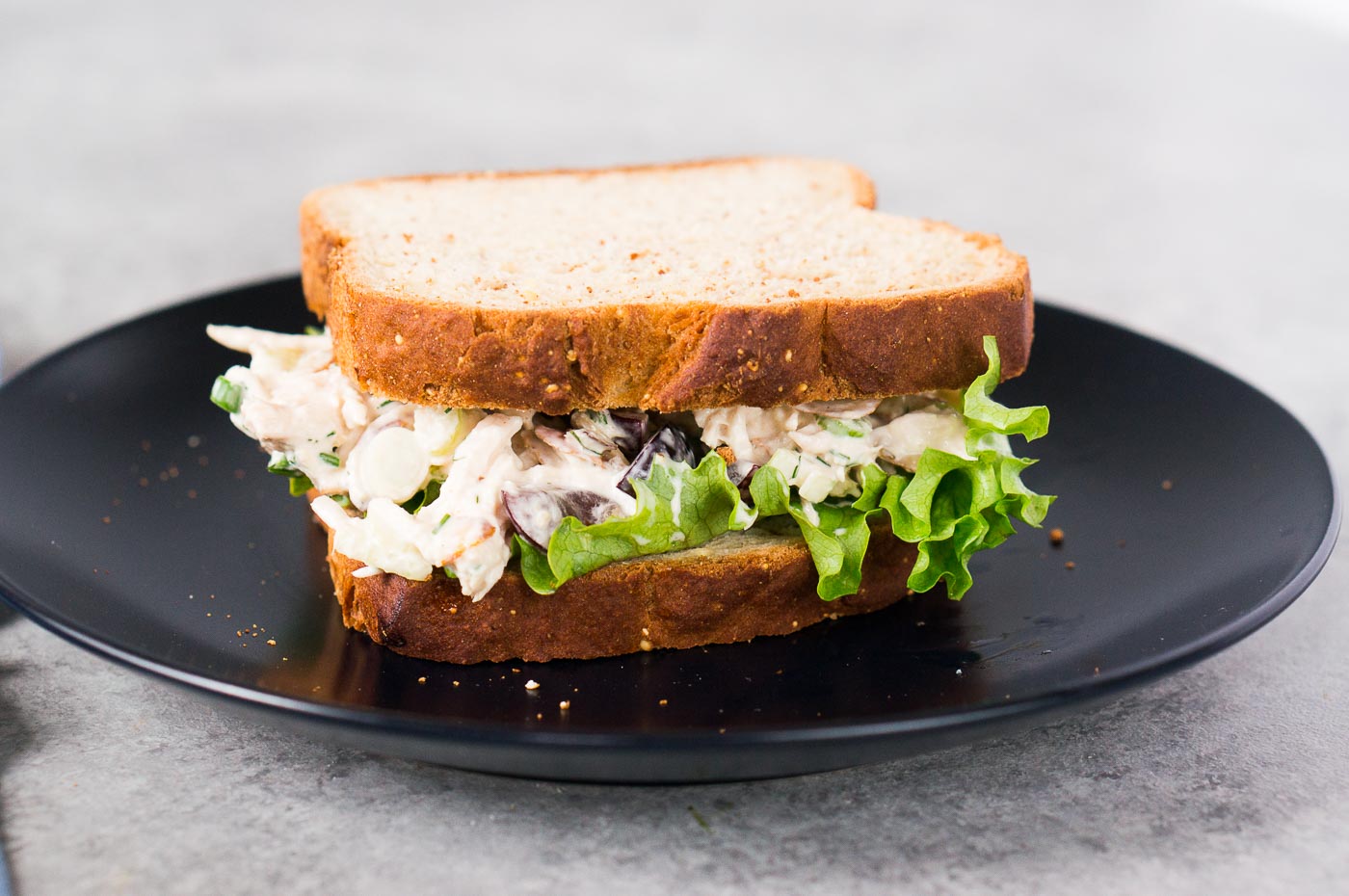 classic chicken salad on a piece of bread